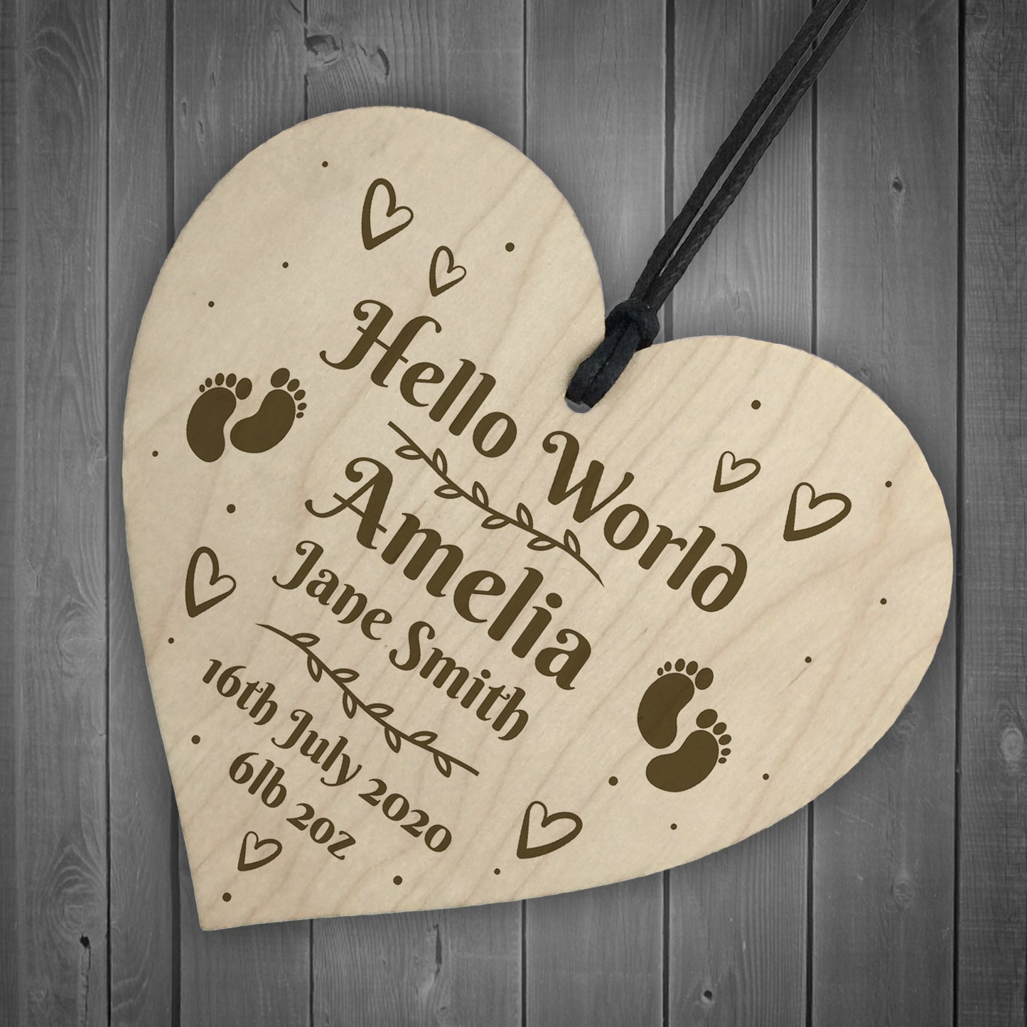 Personalised Newborn Baby Gift Milestone Heart Plaque