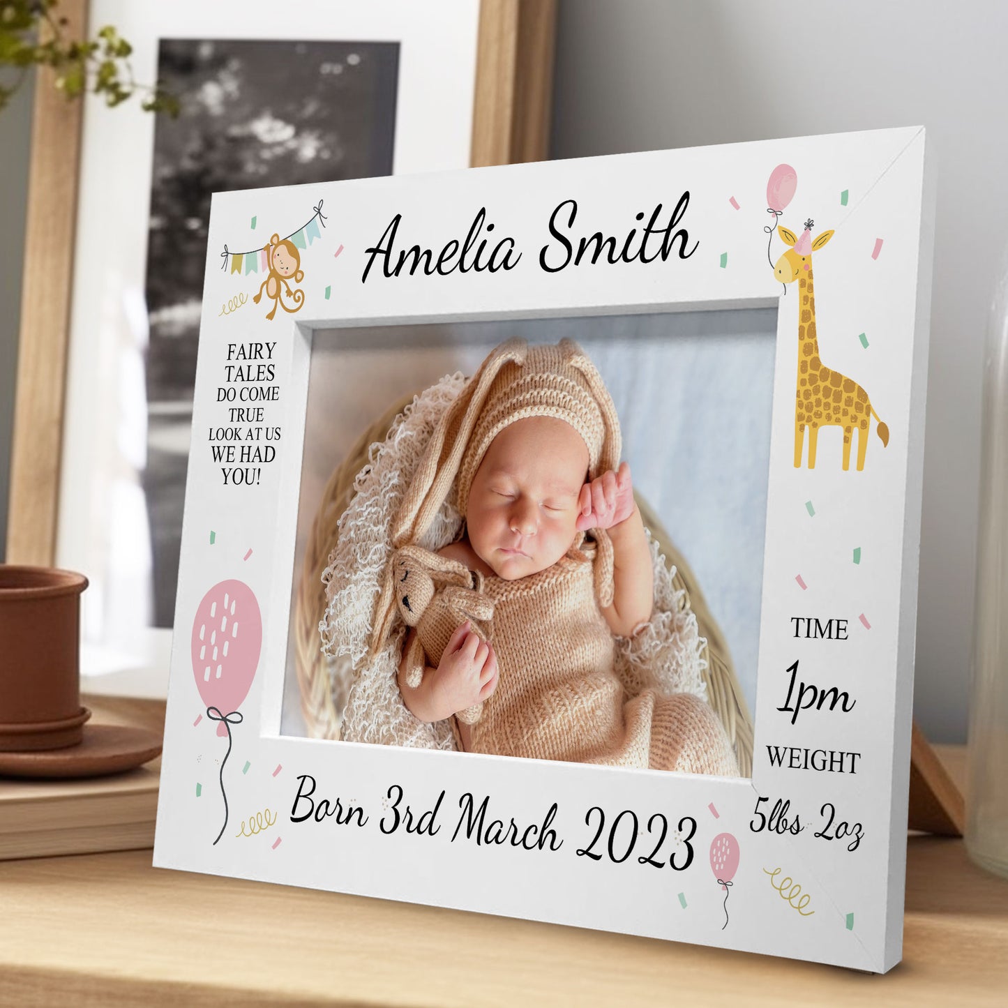 Personalised Baby Gift Photo Frame Birth Details Nursery Decor