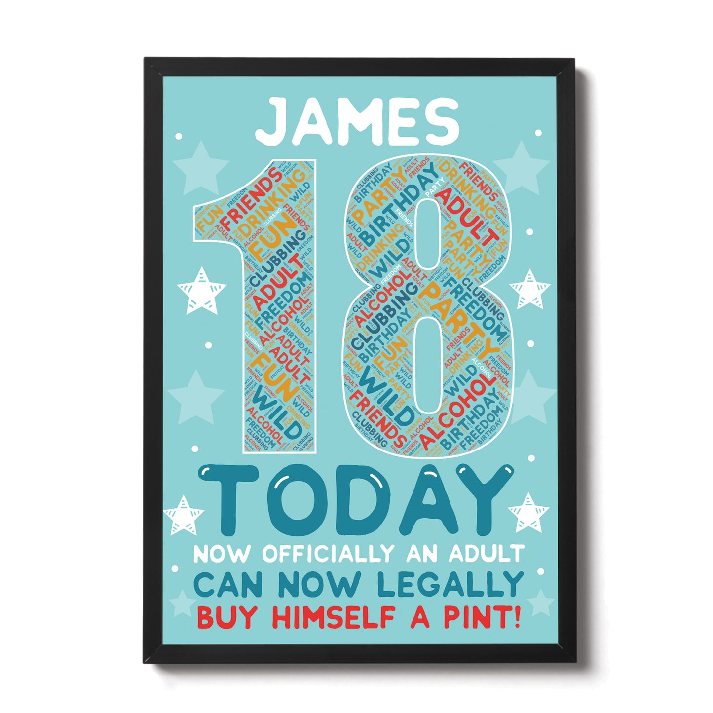 18th Birthday Gift Daughter Son Personalised Word Art Print