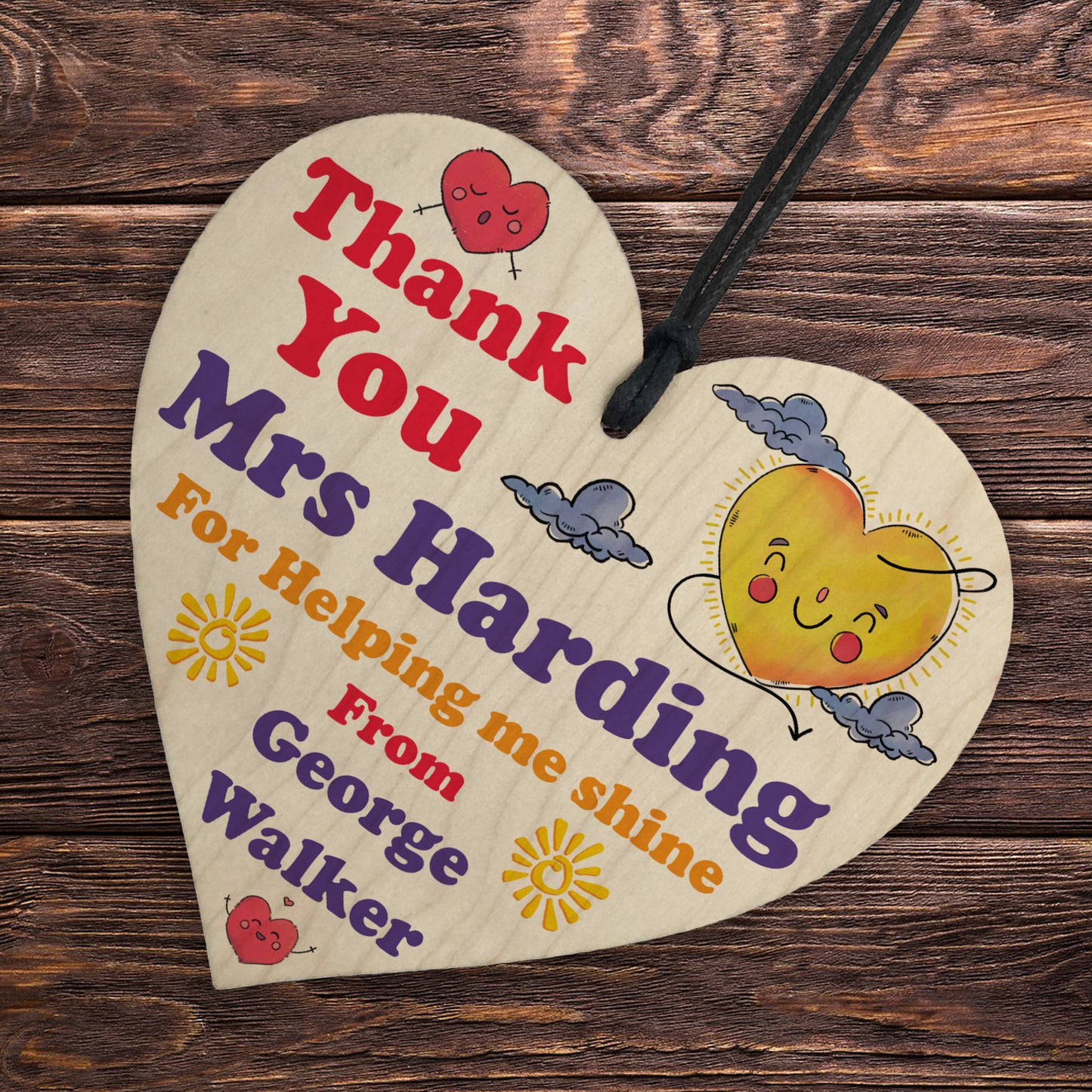 Personalised Teacher End of Term Thank You Heart Gift Teaching