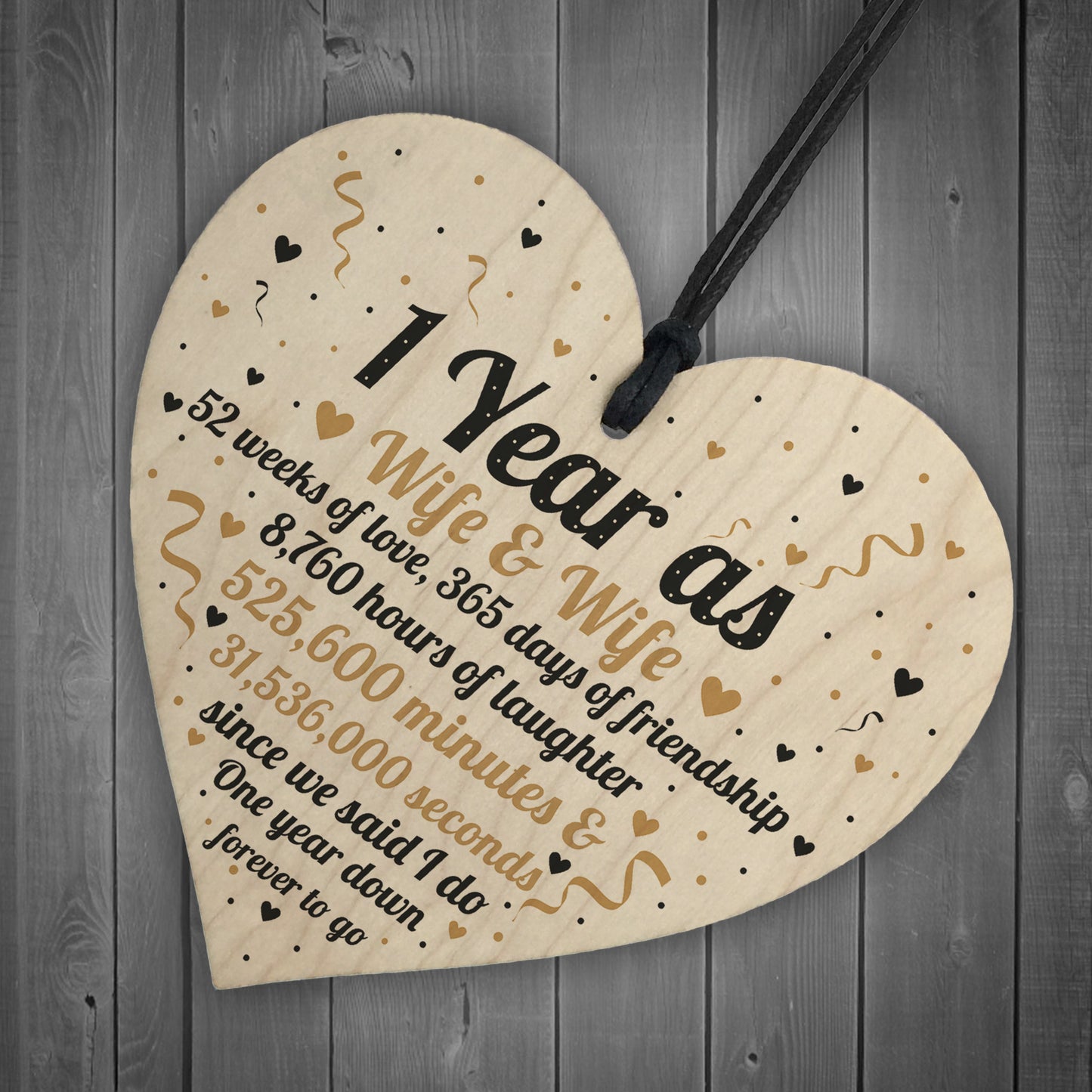 1st Wedding Anniversary Gift For Wife And Wife Wooden Heart