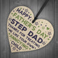 Step Dad Fathers Day Gifts Wooden Heart Funny Fathers Day Card