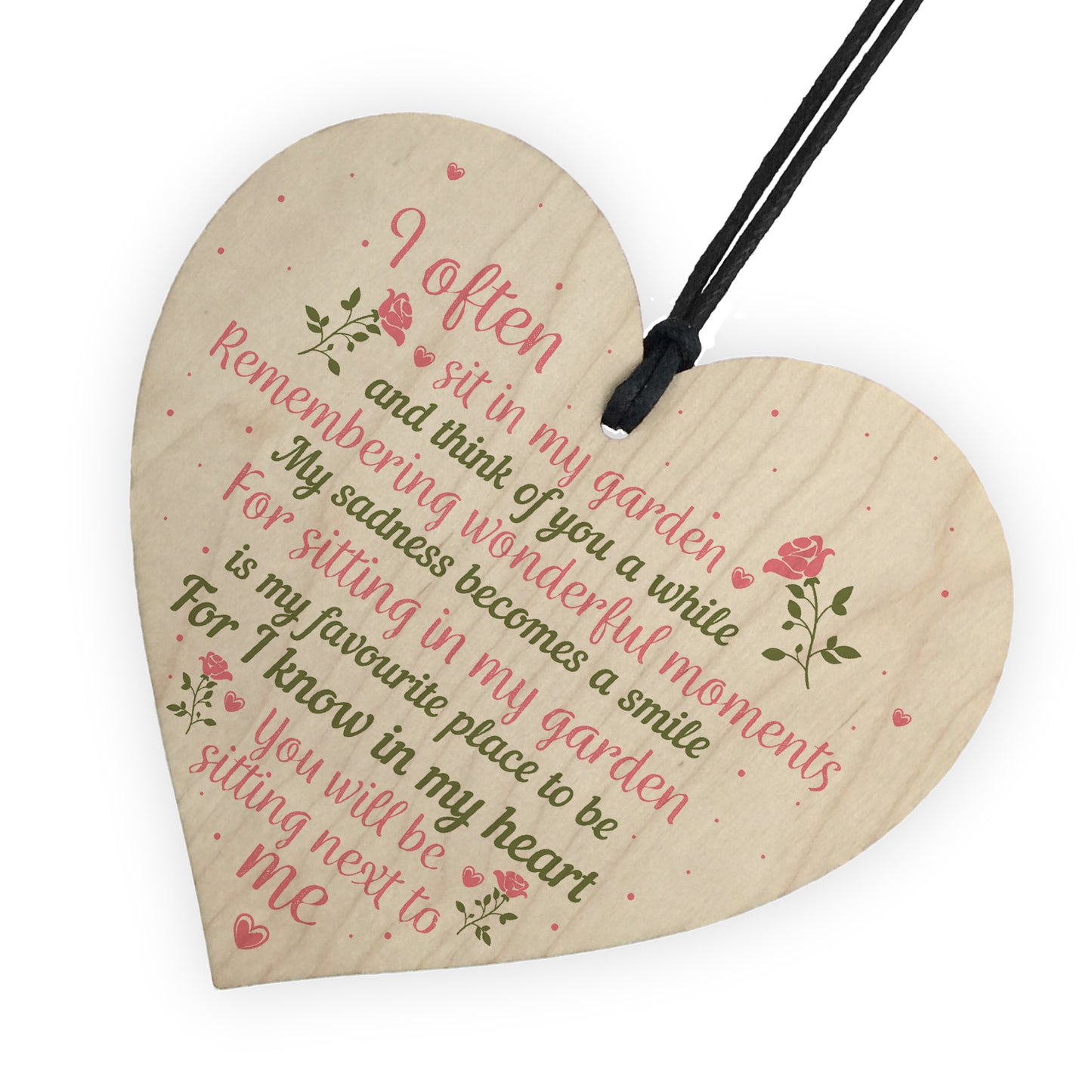 In Memory Wood Heart Garden Plaque Remembrance Dad Mum Gift