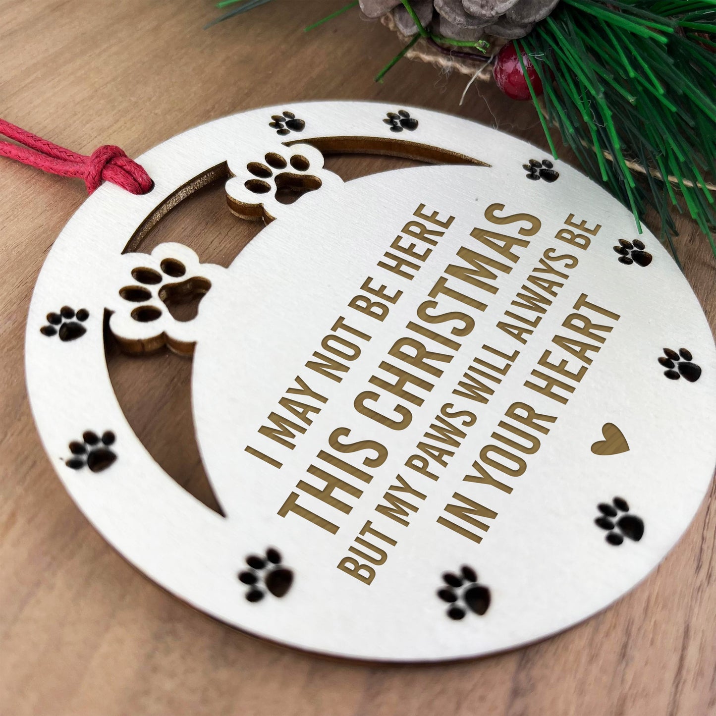 Wooden Dog Cat Pet Memorial Christmas Tree Decoration Bauble