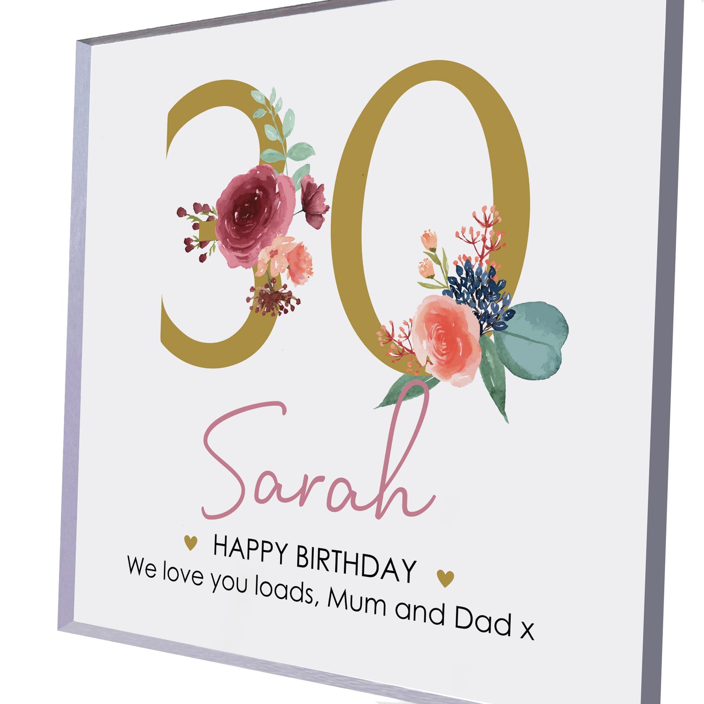 Personalised 30th Birthday Gift Her Clear Block Friend Sister
