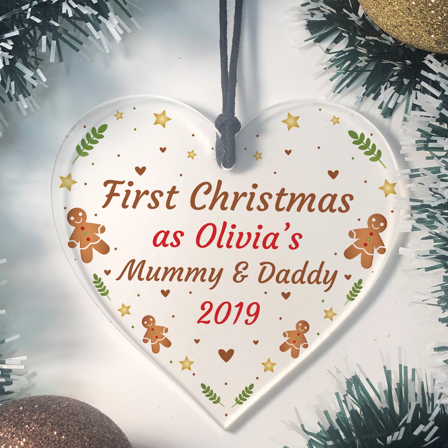 1st Christmas As Mummy And Daddy Heart Christmas Tree Decoration