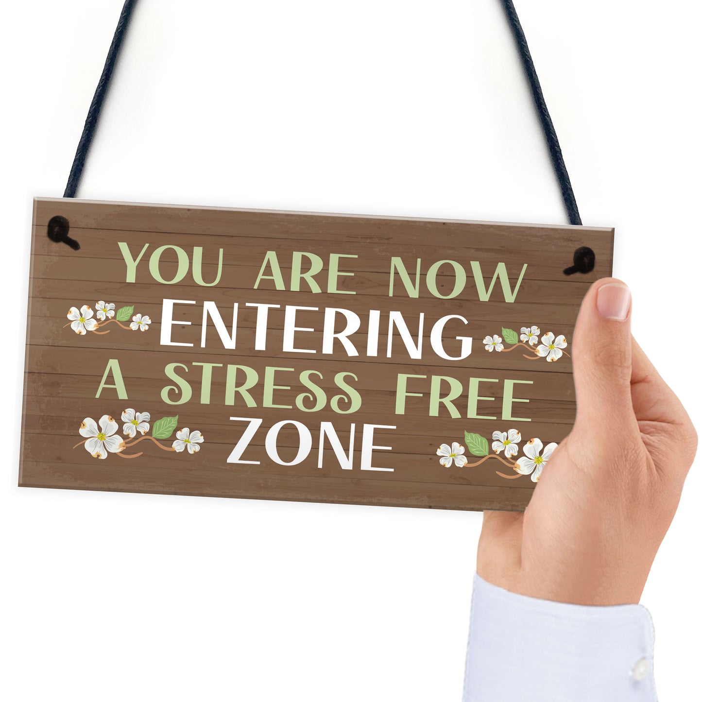 Garden Sign Hanging Wall Sign STRESS FREE ZONE Sign