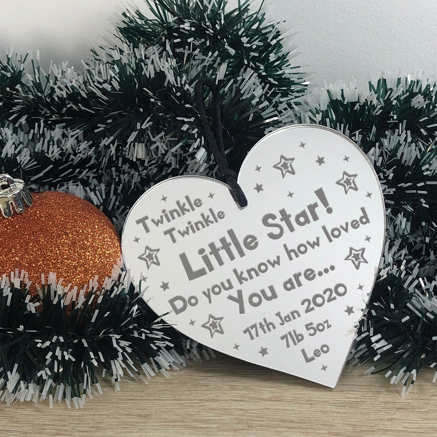 Newborn Baby Gift Personalised Engraved Heart Baby Girl Boy