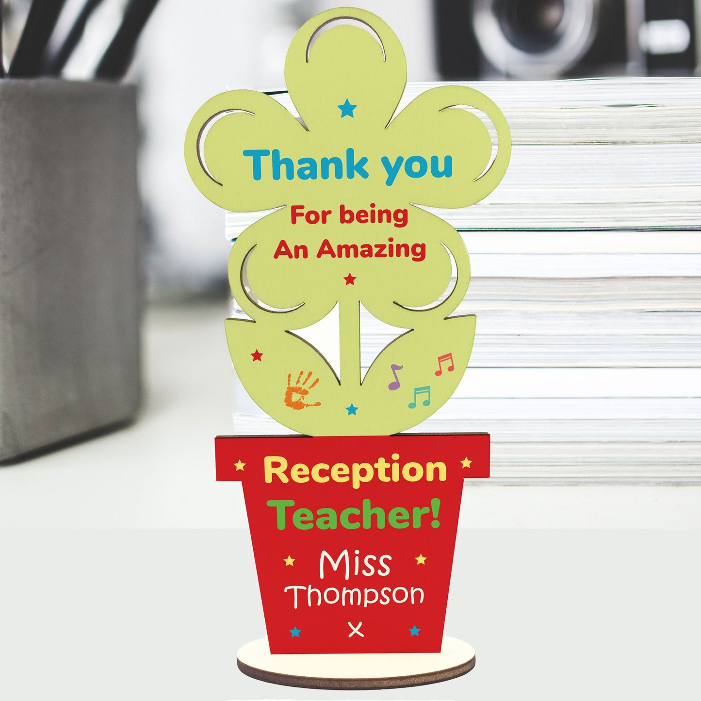 Reception Teacher Gift Thank You Gift Personalised Wood Flower