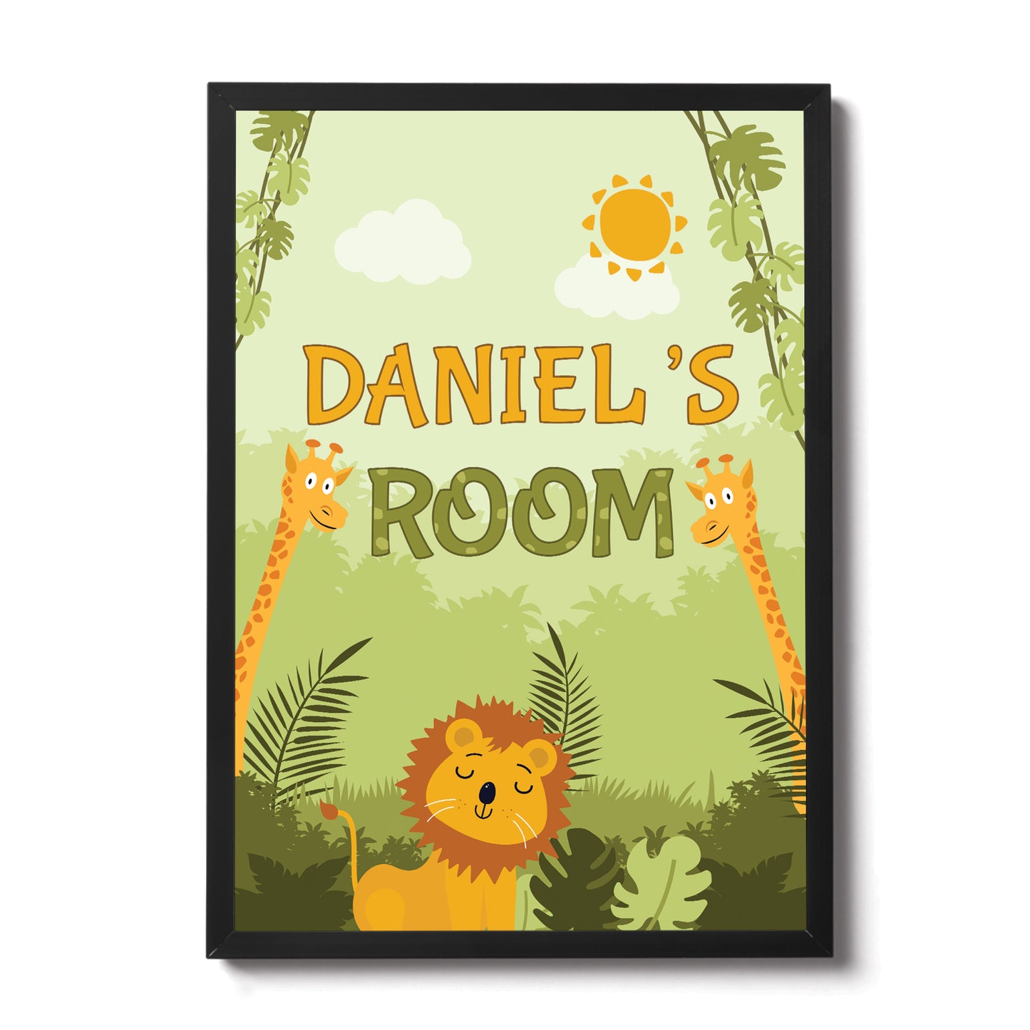 Personalised Any Names Boys Bedroom Sign Animal Print Framed