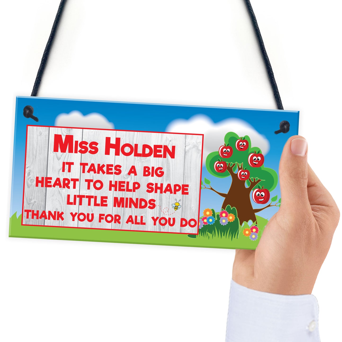 Personalised Great Teacher Big Heart Hanging Heart Thank You