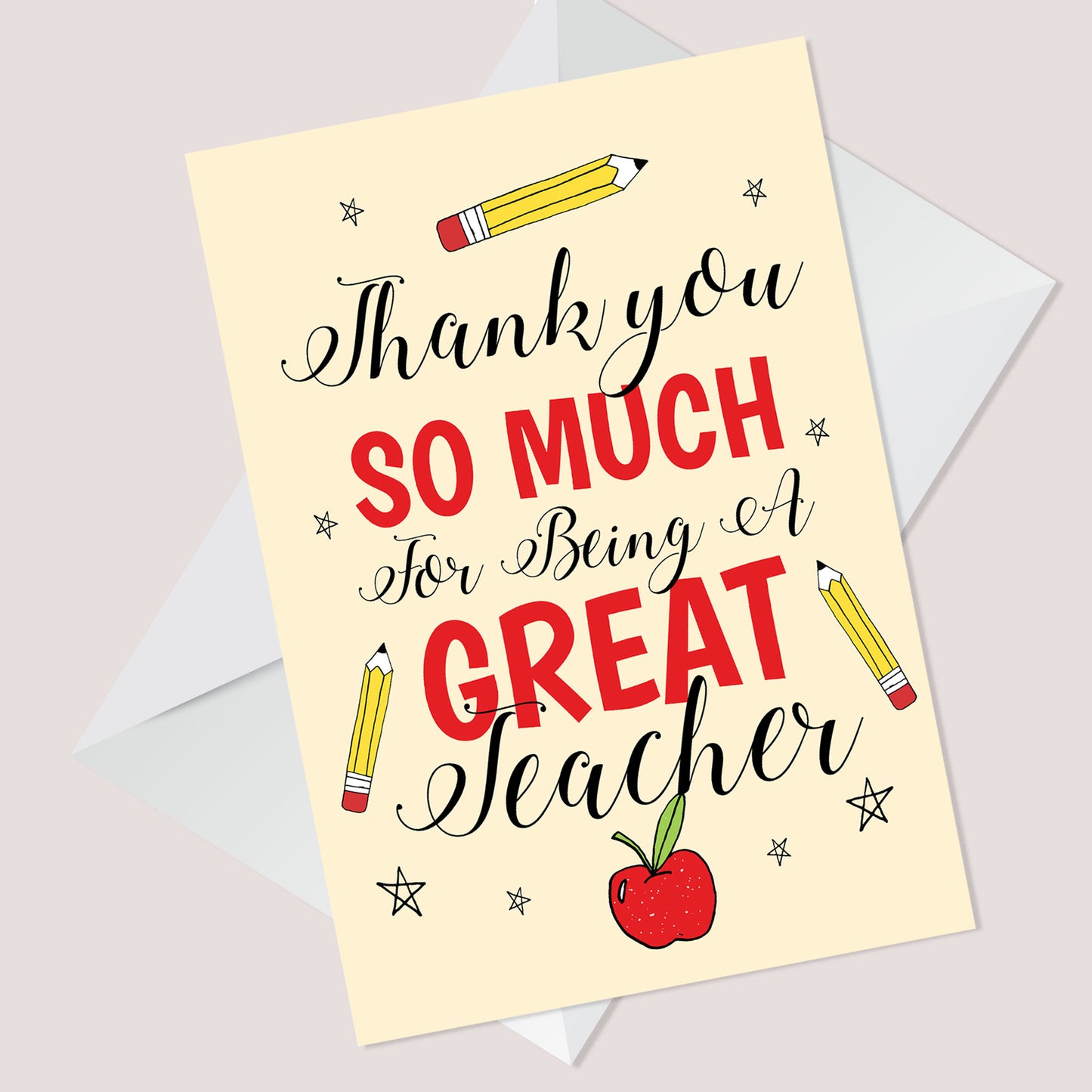 Red Ocean Thank You Card For Teacher Nursery School Gift