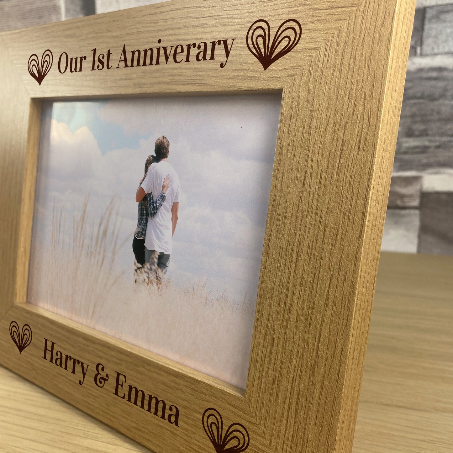 1st Anniversary Gift 7x5 Wooden Photo Frame Anniversary Gift