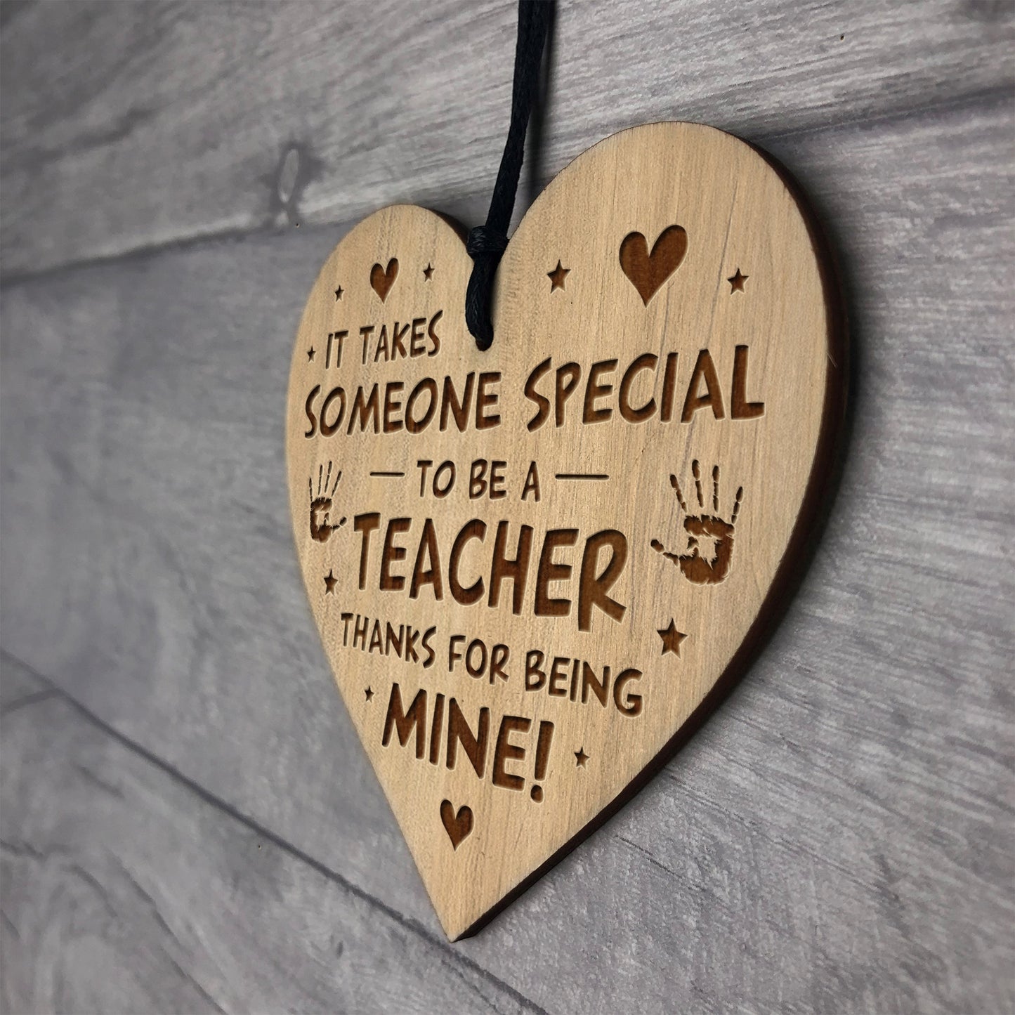 Teacher Gifts Wooden Engraved Heart Thank You Teacher Gift