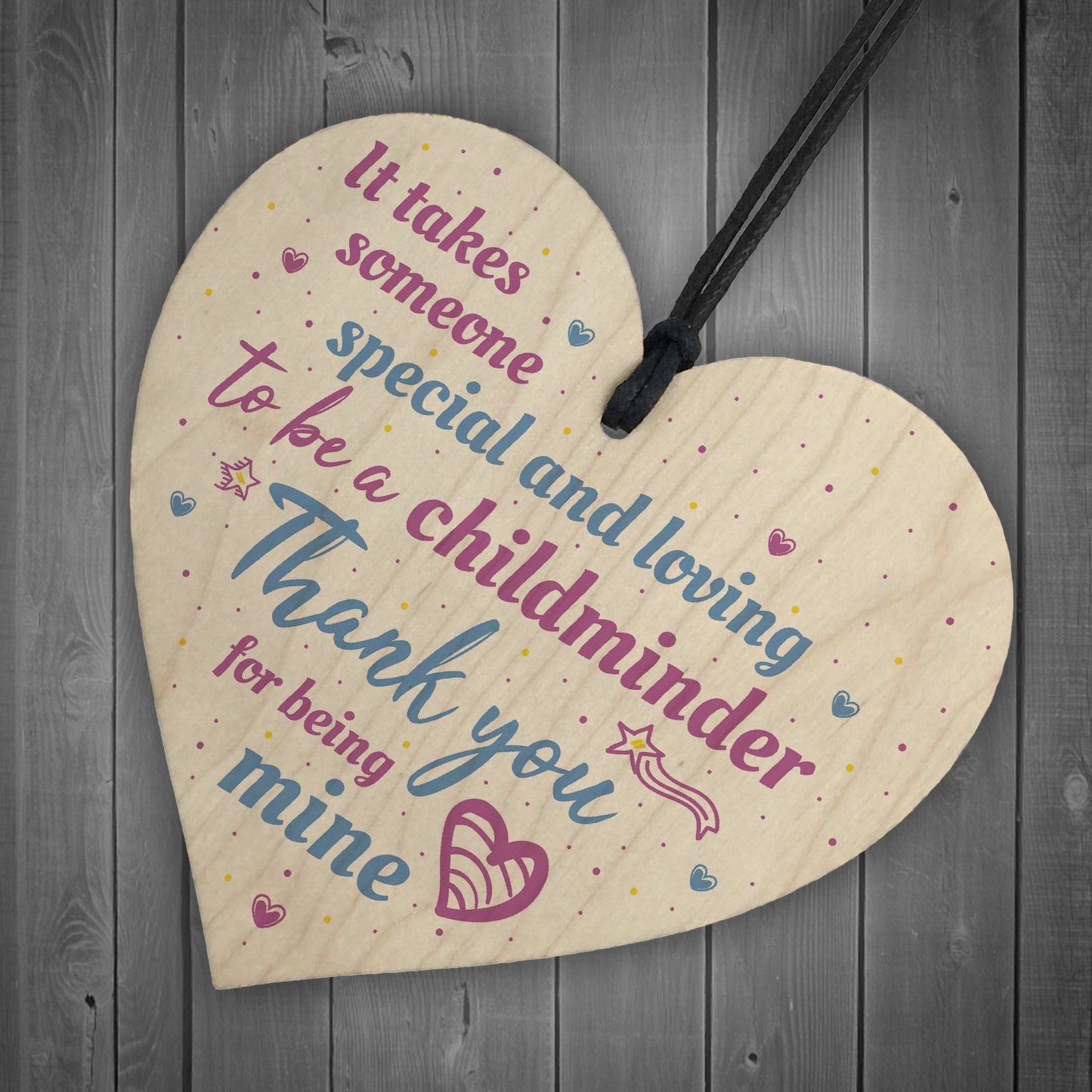 Childminder Gift Handmade Wooden Heart Sign Teacher Nursery Gift