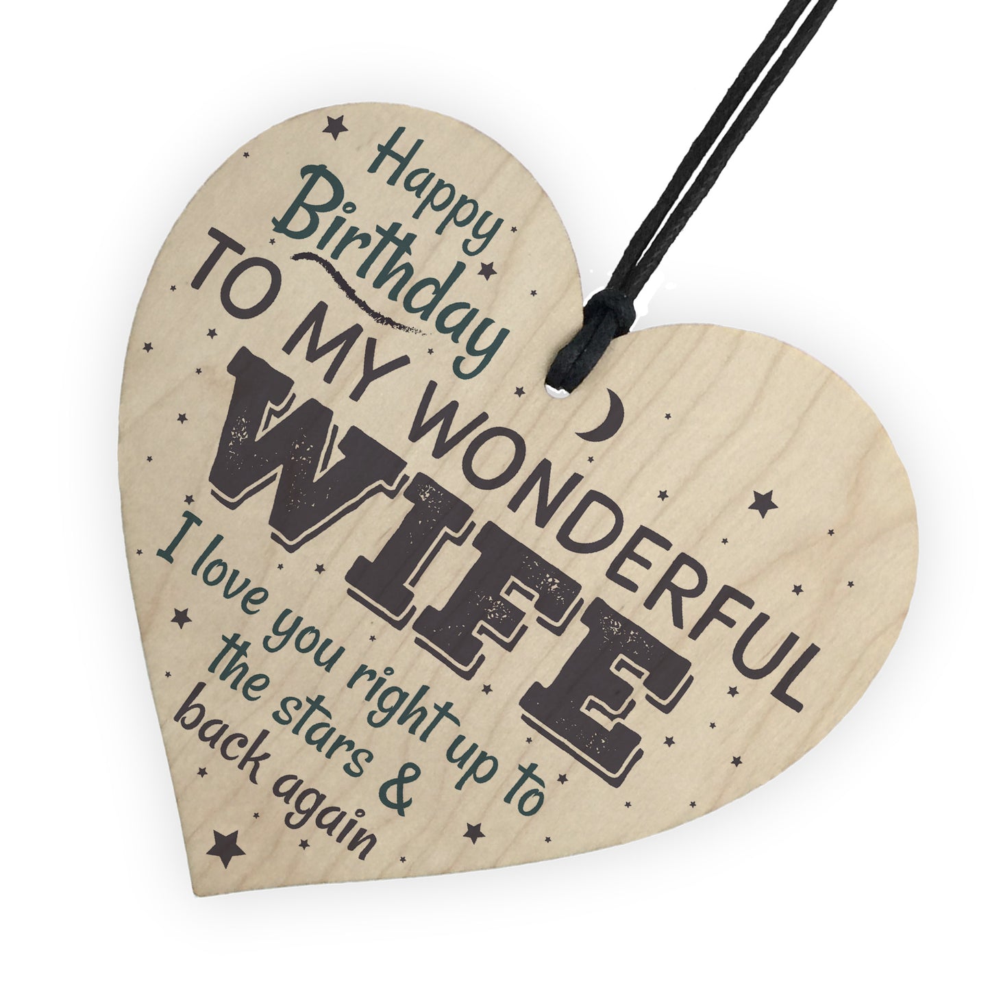 Wonderful Wife Happy Birthday Wood Heart Husband Love Wall