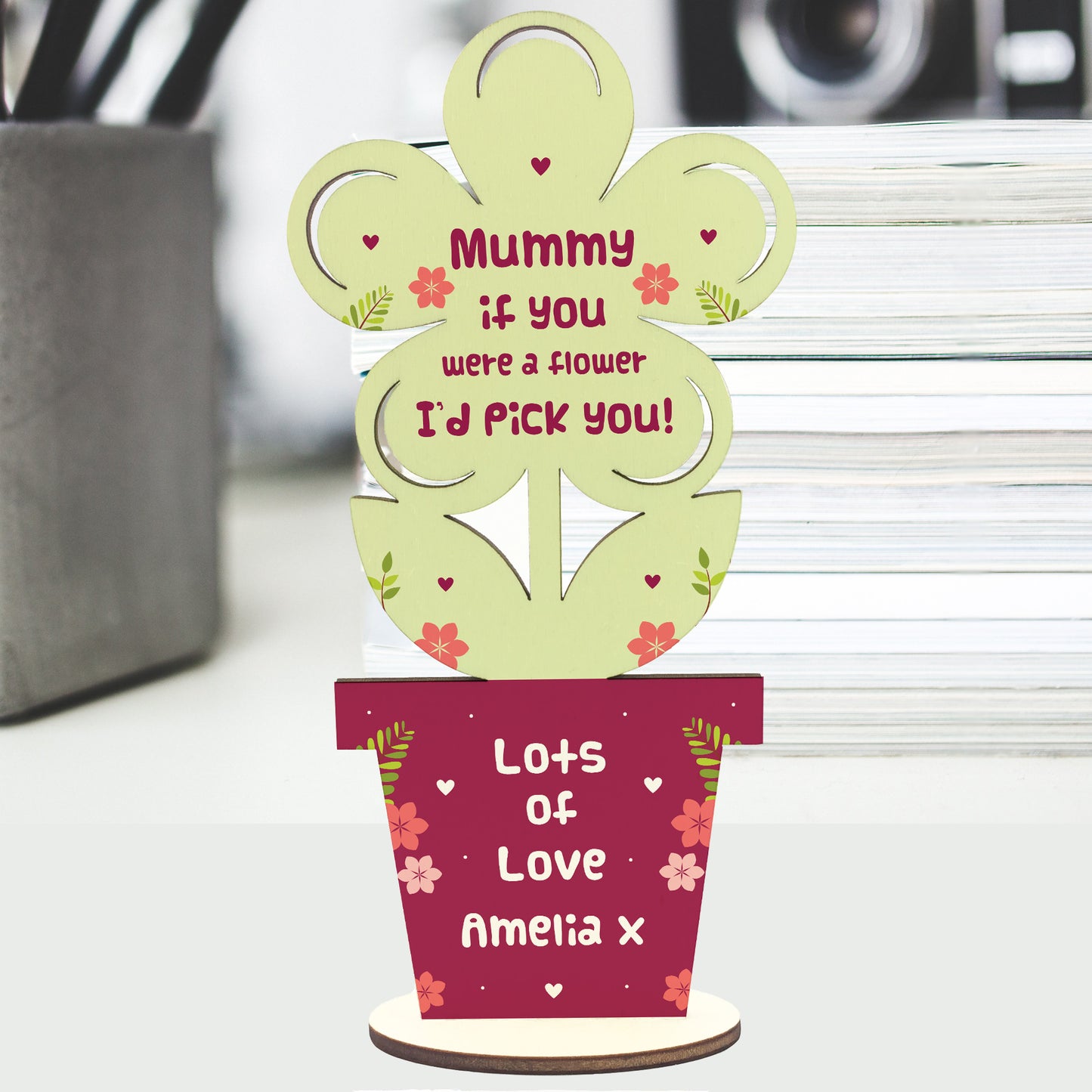 Personalised Wooden Flower Gift For Mum Mummy Birthday Gifts