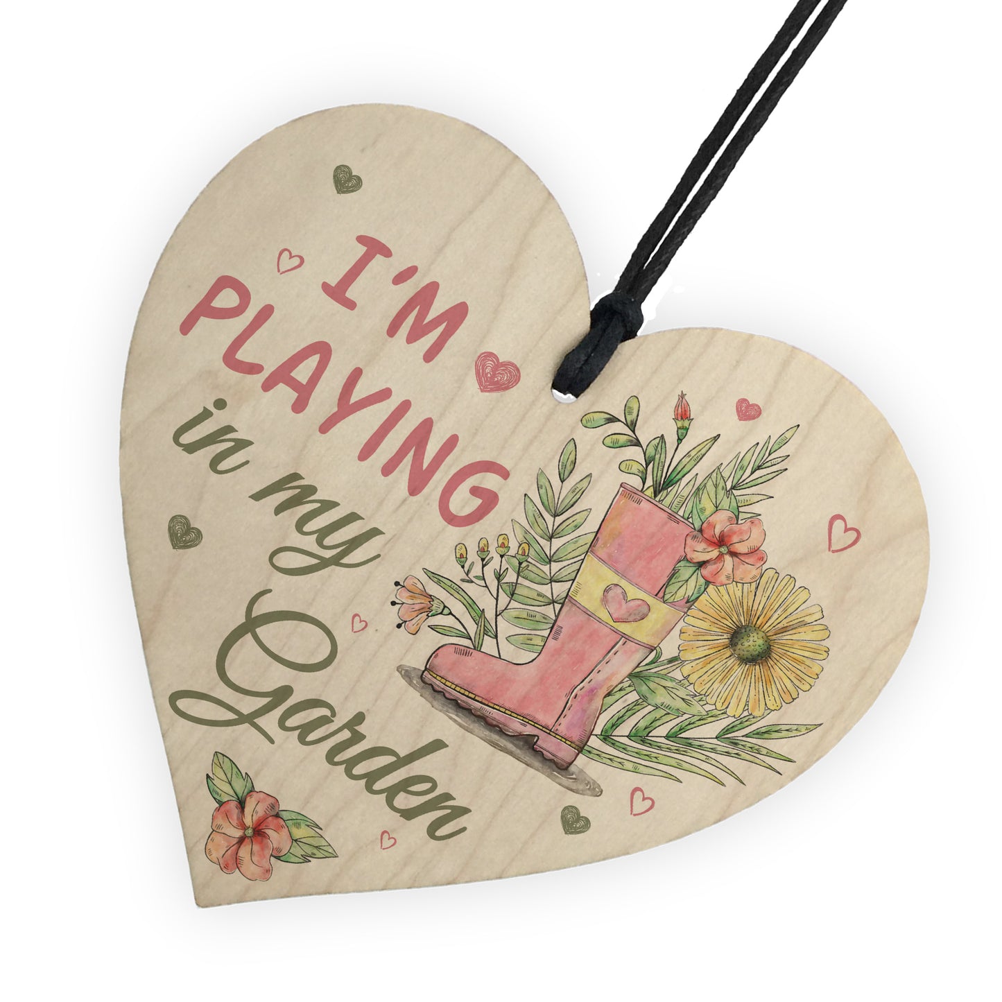 Novelty Playing In My Garden Wooden Hanging Heart Shed Sign GIFT