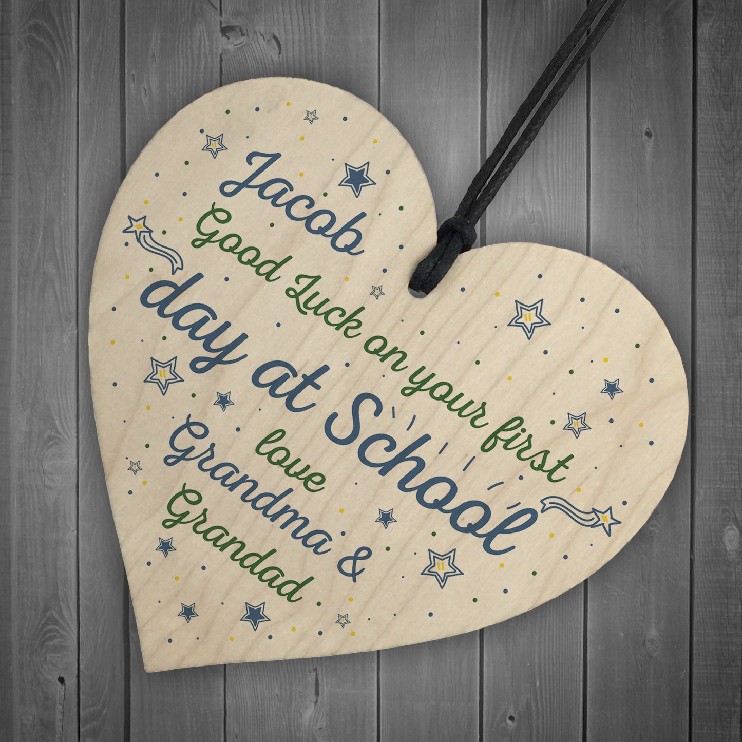 Personalised First Day of School Gift Wood Heart Back To School