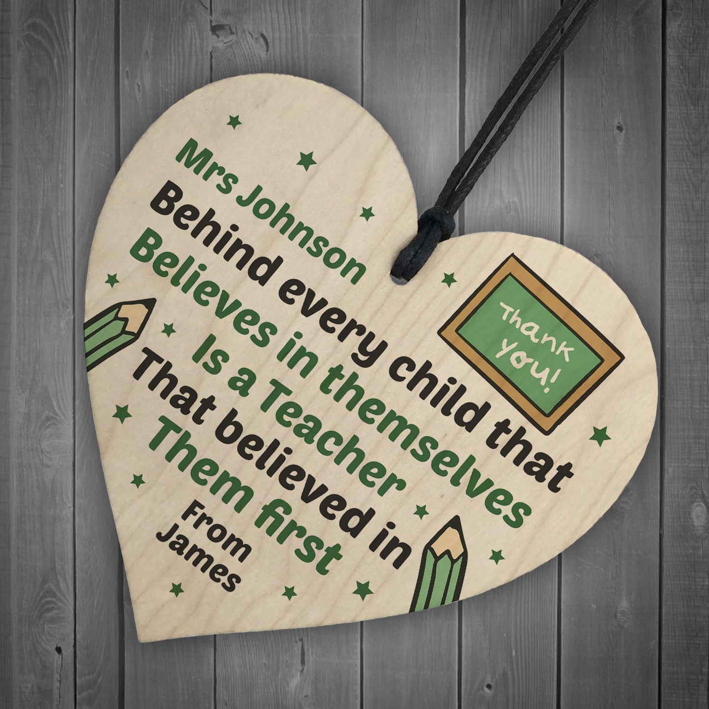 Personalised Wooden Teachers Gift Heart Plaque TA Nursery