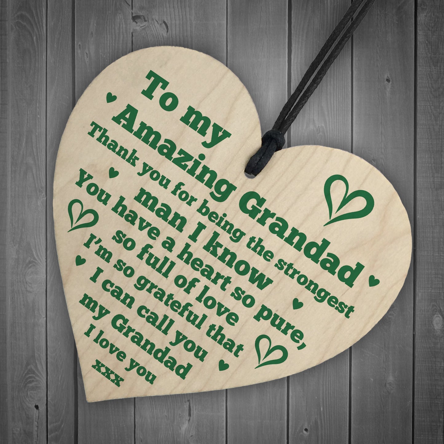 Grandad Gifts Hanging Wood Heart Birthday Fathers Day Gift