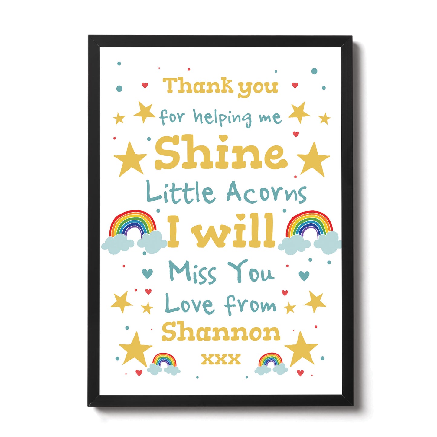 Personalised Leaving School Nursery Gift Framed Print Thank You