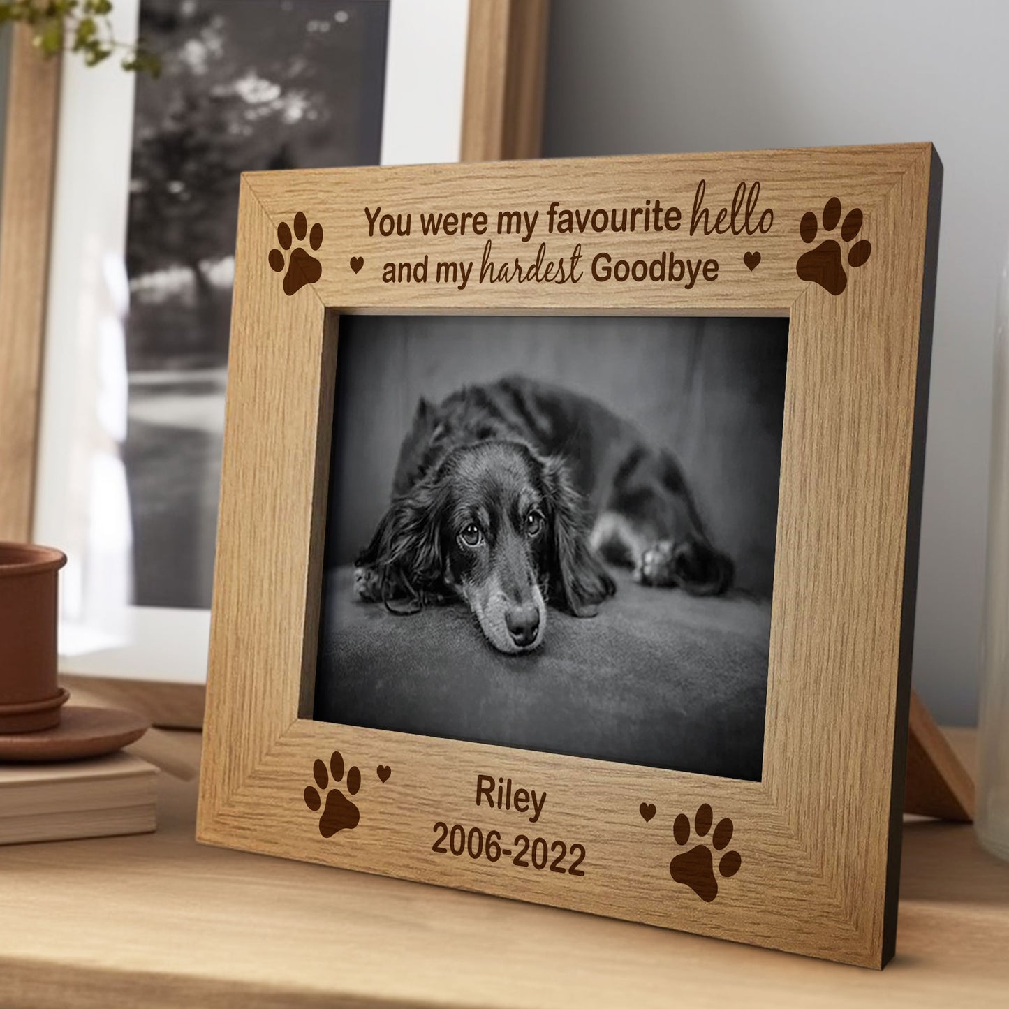 Personalised Pet Photo Frame Wooden Gift Dog Puppy Handmade Keep