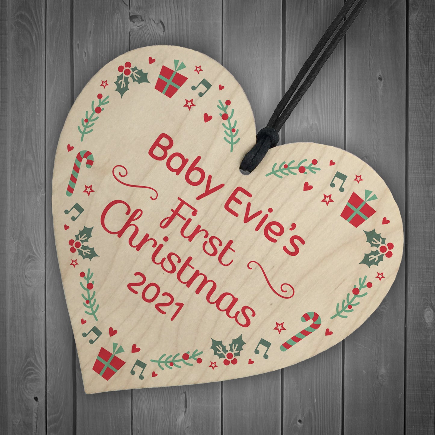 1st Christmas Bauble New Baby Tree Decoration Personalised Heart