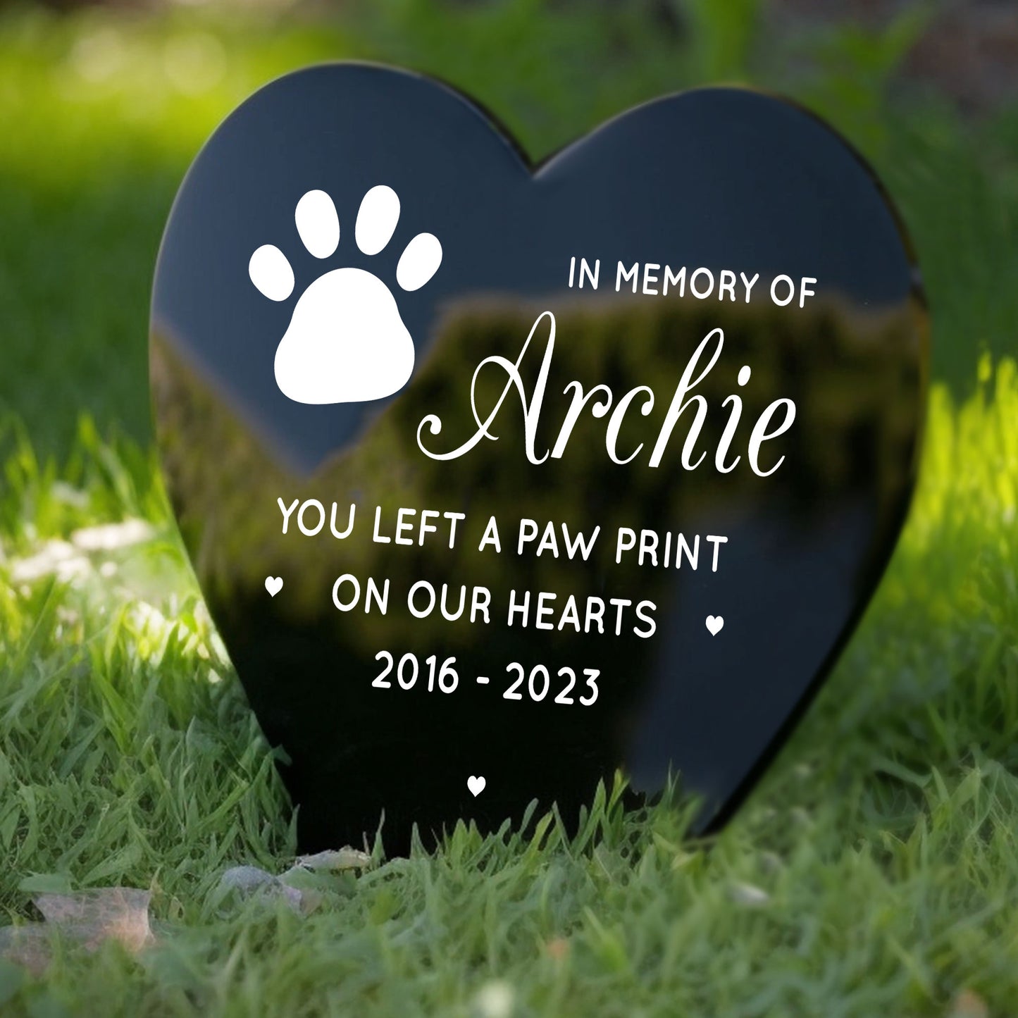 Personalised In Memory Of Pet Dog Cat Left A Paw Print Memorial