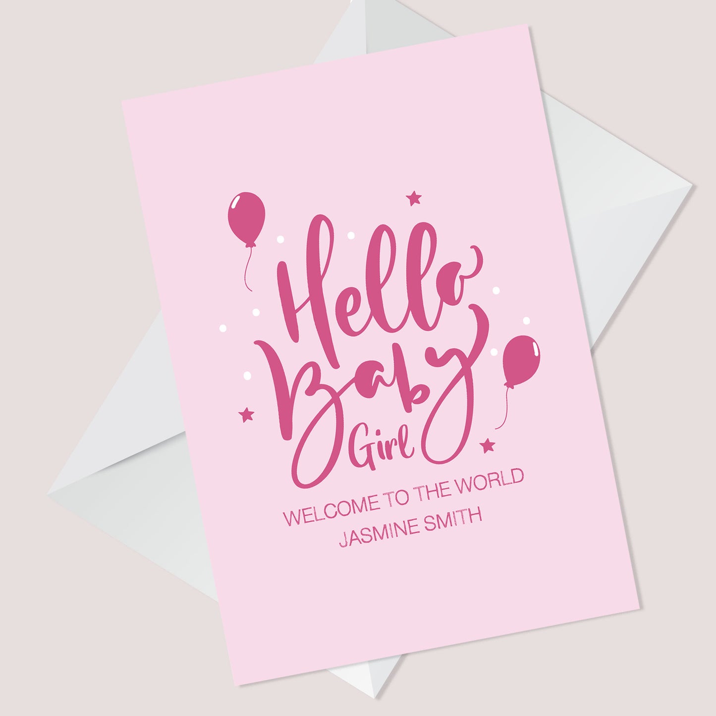 Hello Baby Girl Card Personalised Congratulations New Parents