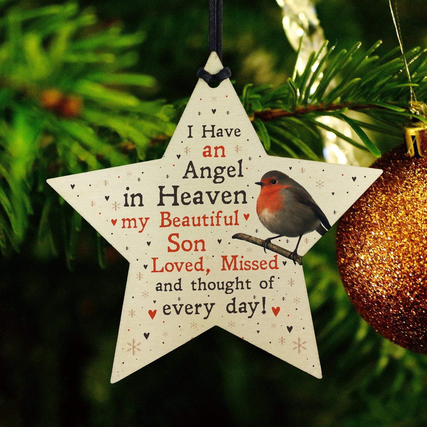 Robin Memorial Tree Hanging Decoration Son Memorial Gift Star