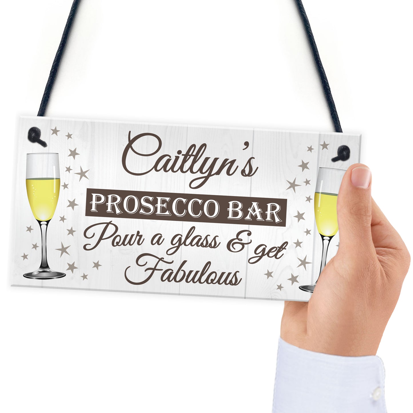 Personalised Prosecco Bar Hanging Plaque