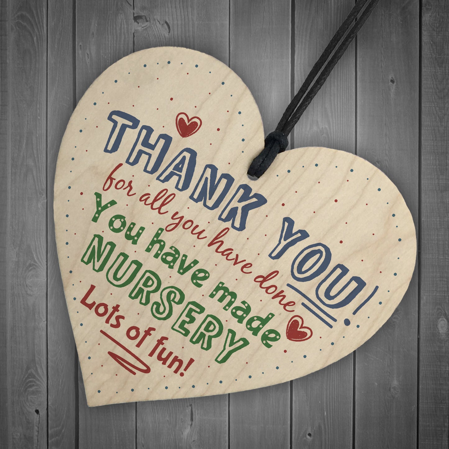 Thank You Nursery Teacher Gift Wooden Heart Sign Leaving Present