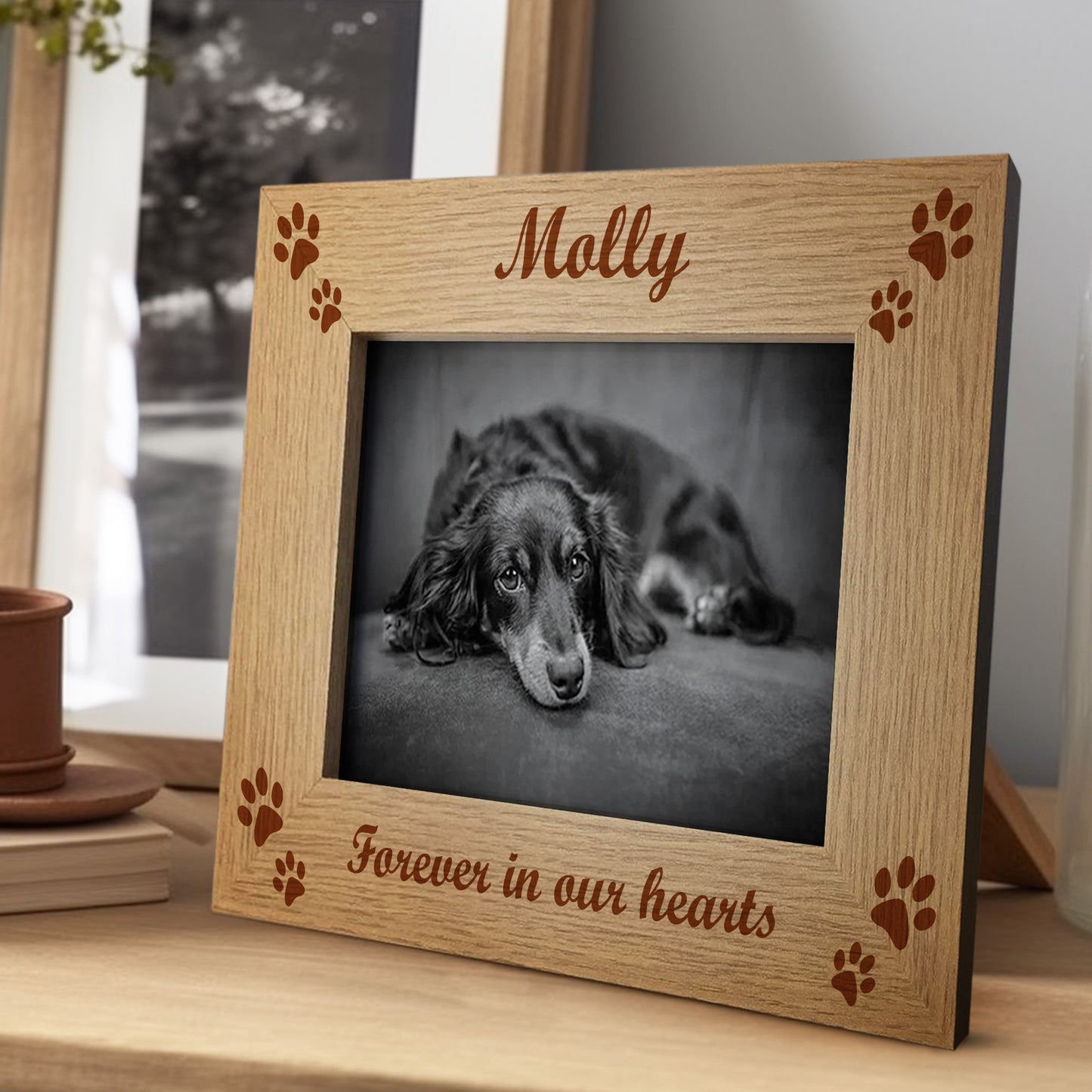 Personalised Forever In Our Hearts Photo Frame Dog Cat Memorial