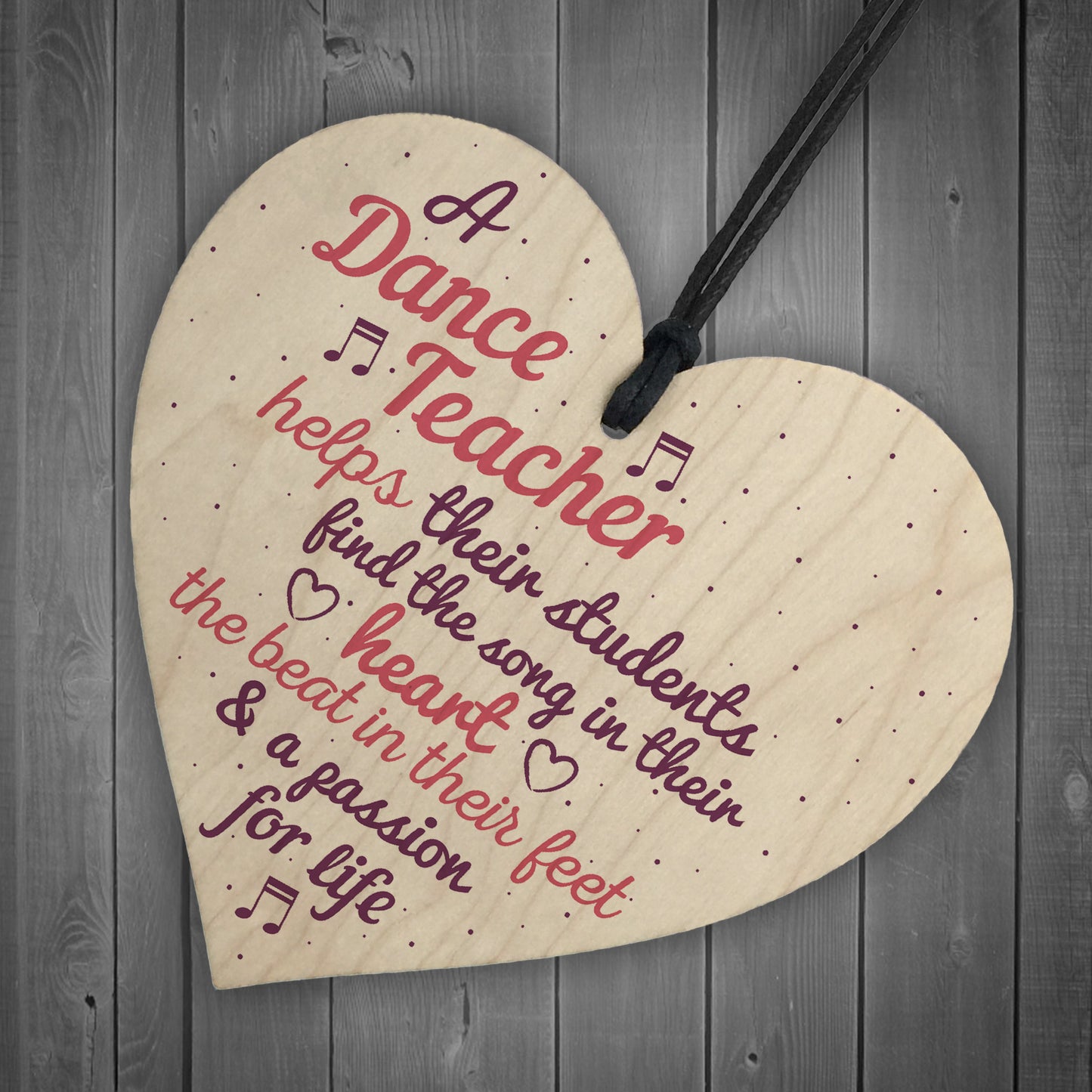 Handmade Wooden Heart Thank You Dance Teacher Gift Special