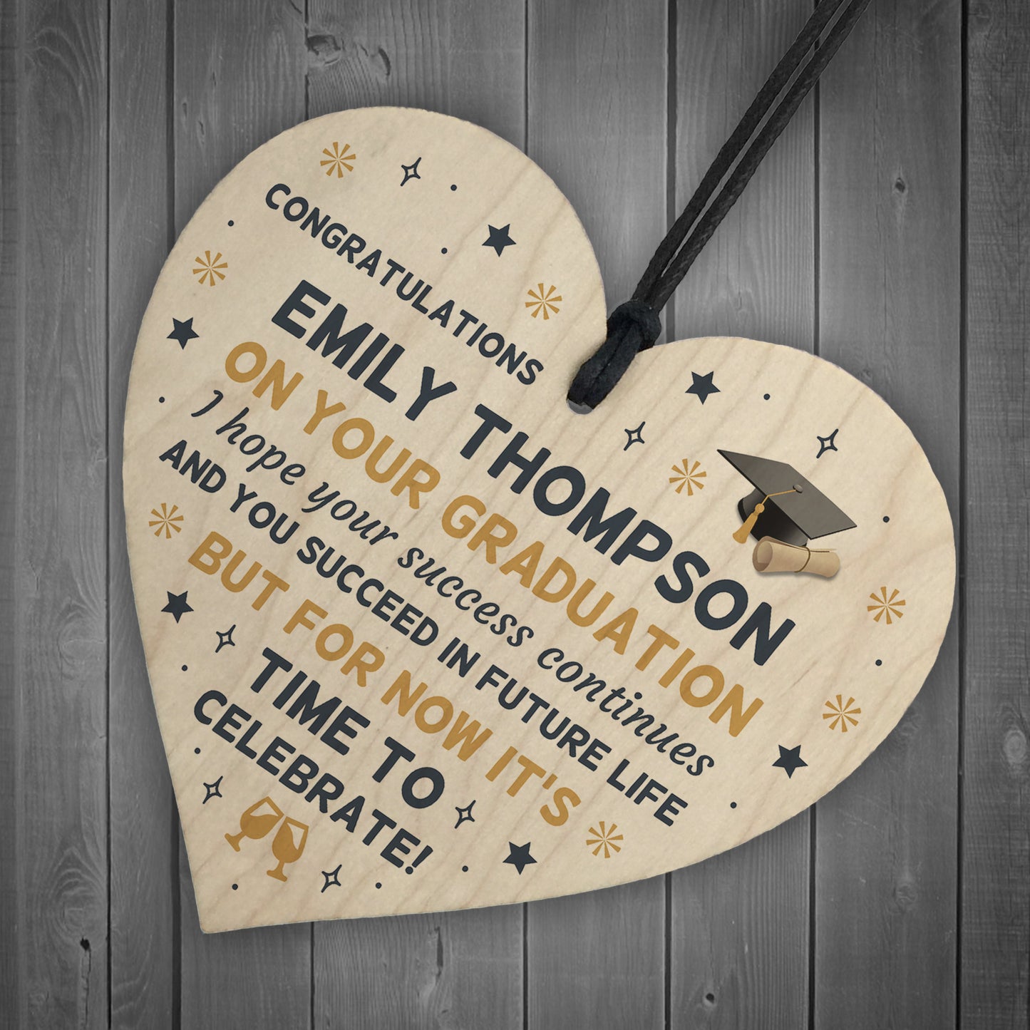 Personalised Congratulations On Your Graduation Gift Wood Heart