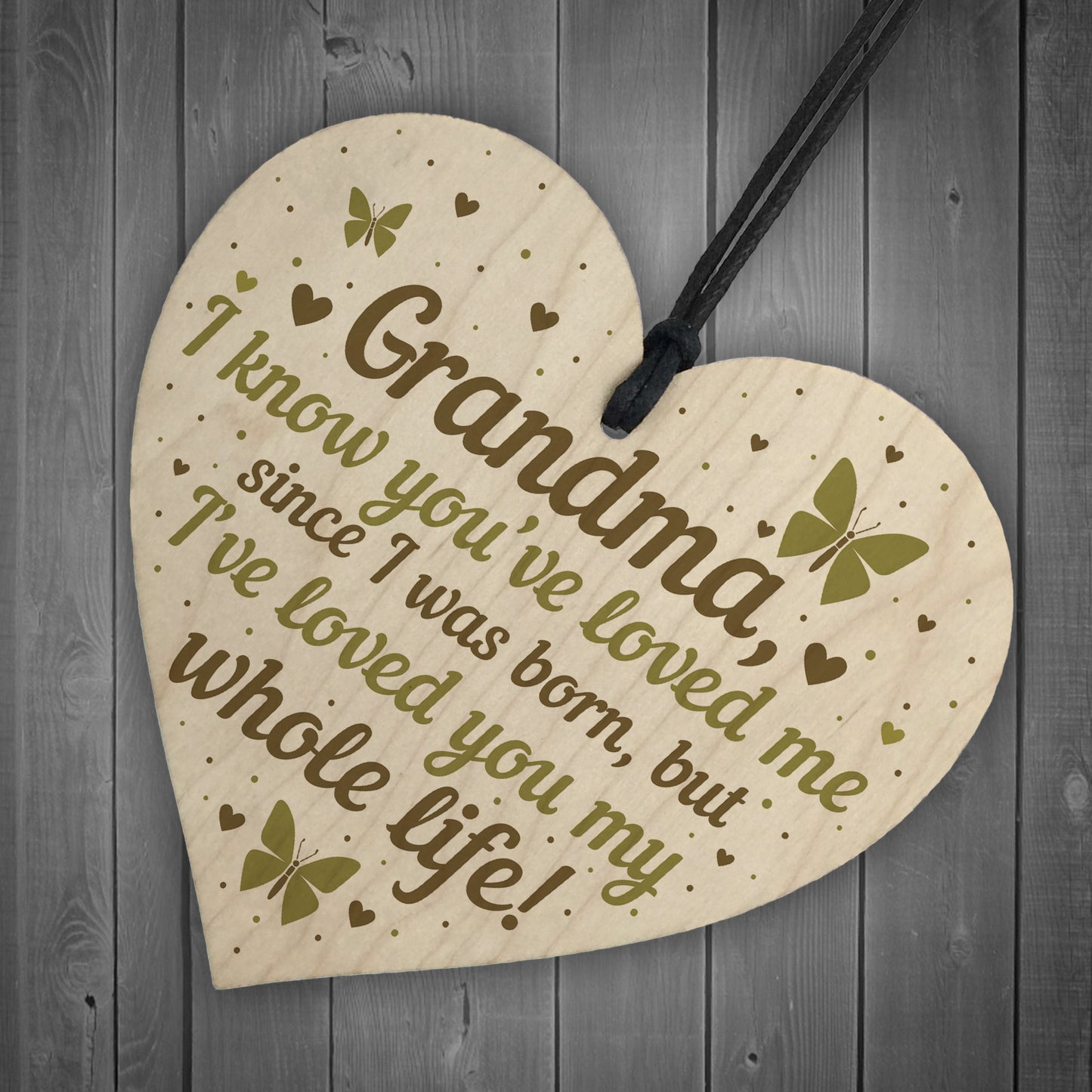 Grandma Birthday Christmas Card Gift Wooden Heart Keepsake