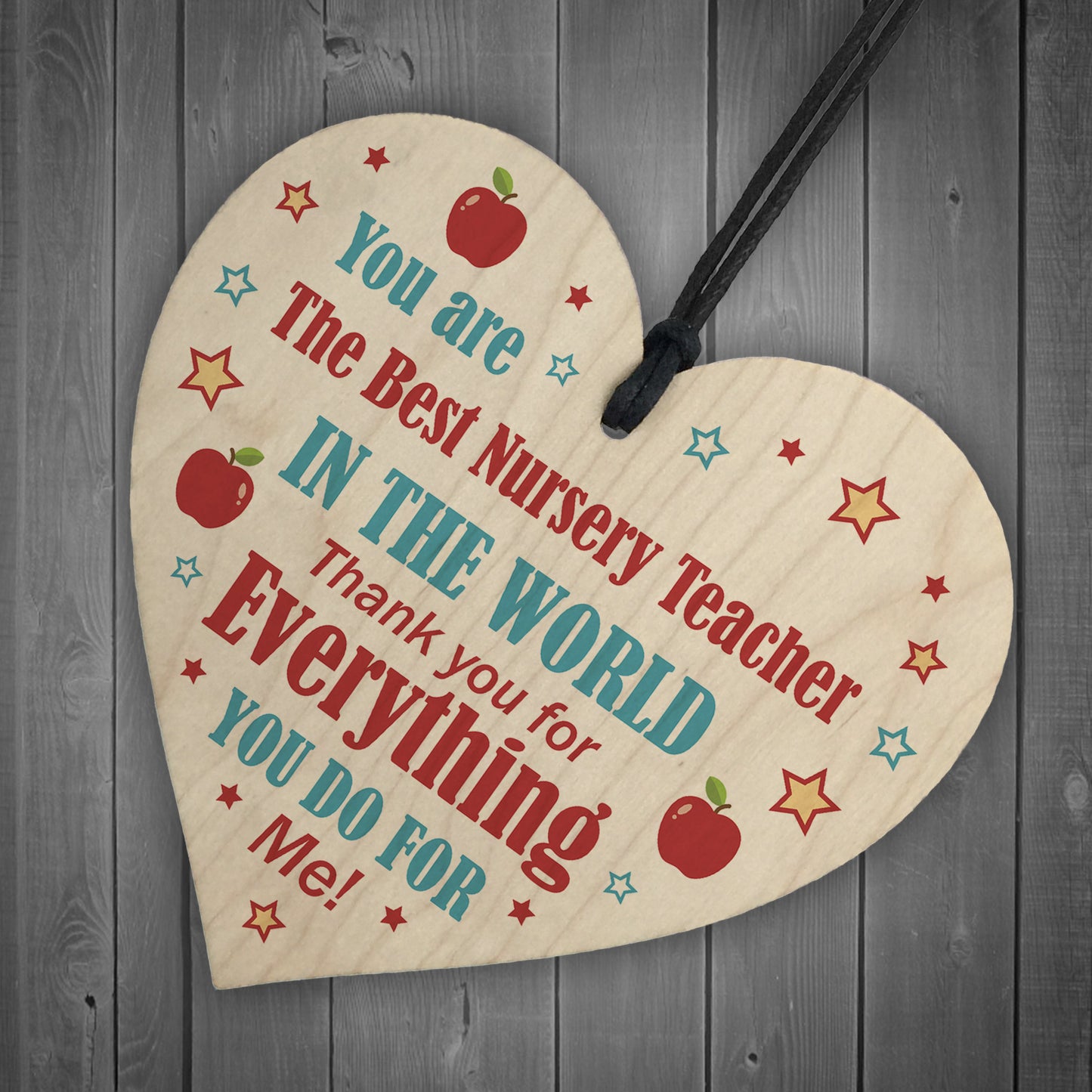 THANK YOU Gift For Nursery Teacher Wood Heart Gift For Him Her