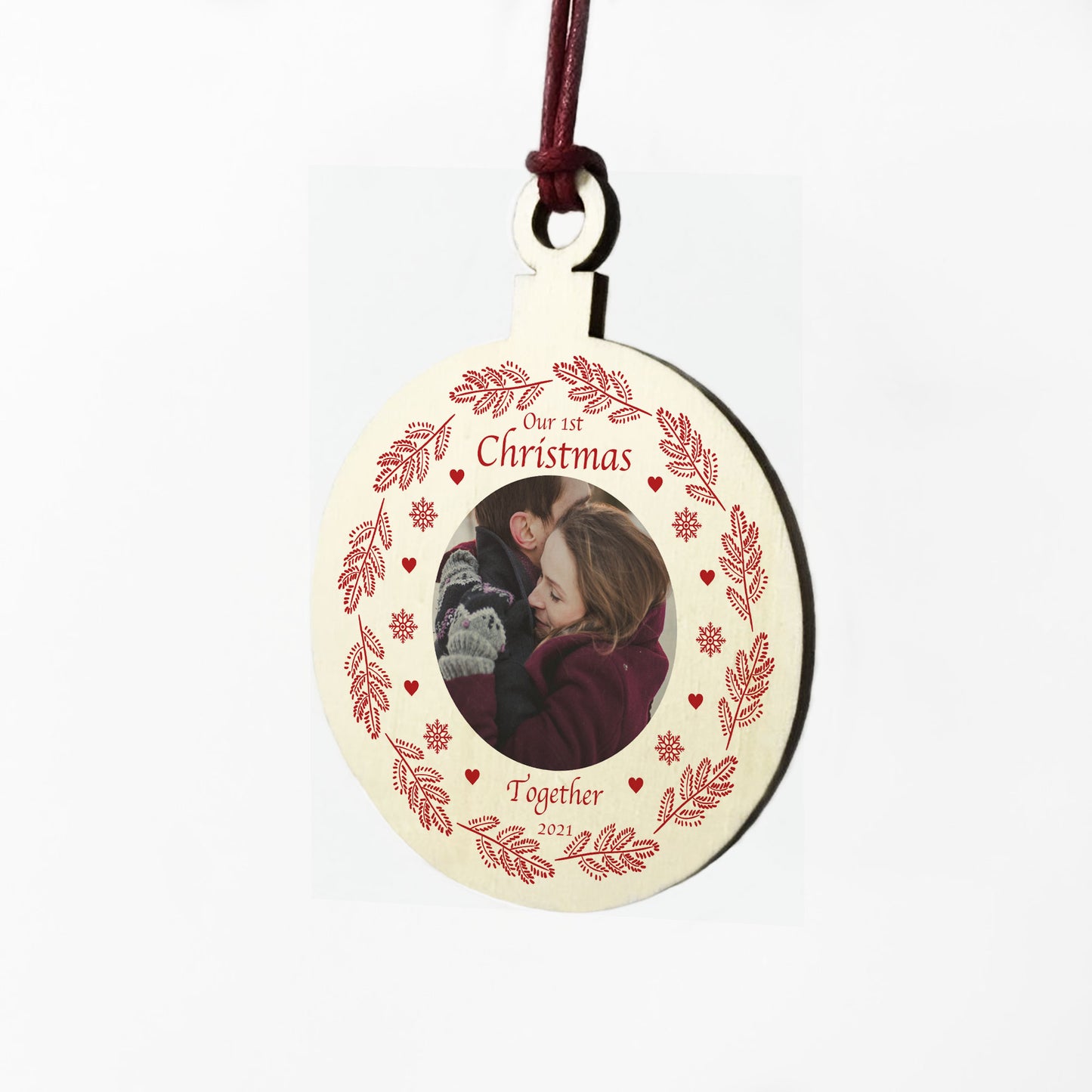 1st Christmas Together Bauble Personalised Photo Wooden Bauble