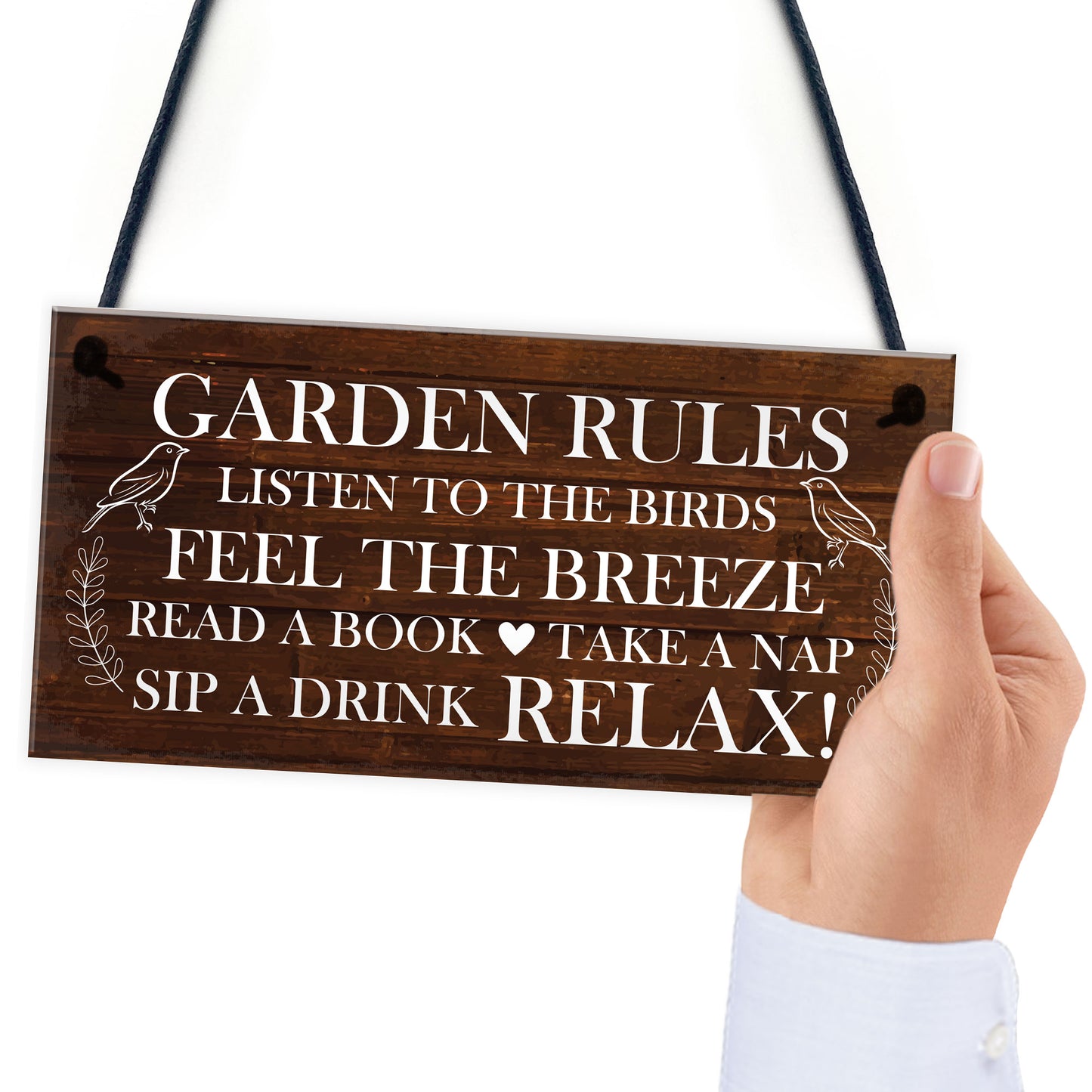 Garden Rules Sign Novelty Hanging Plaque Summer House Sign