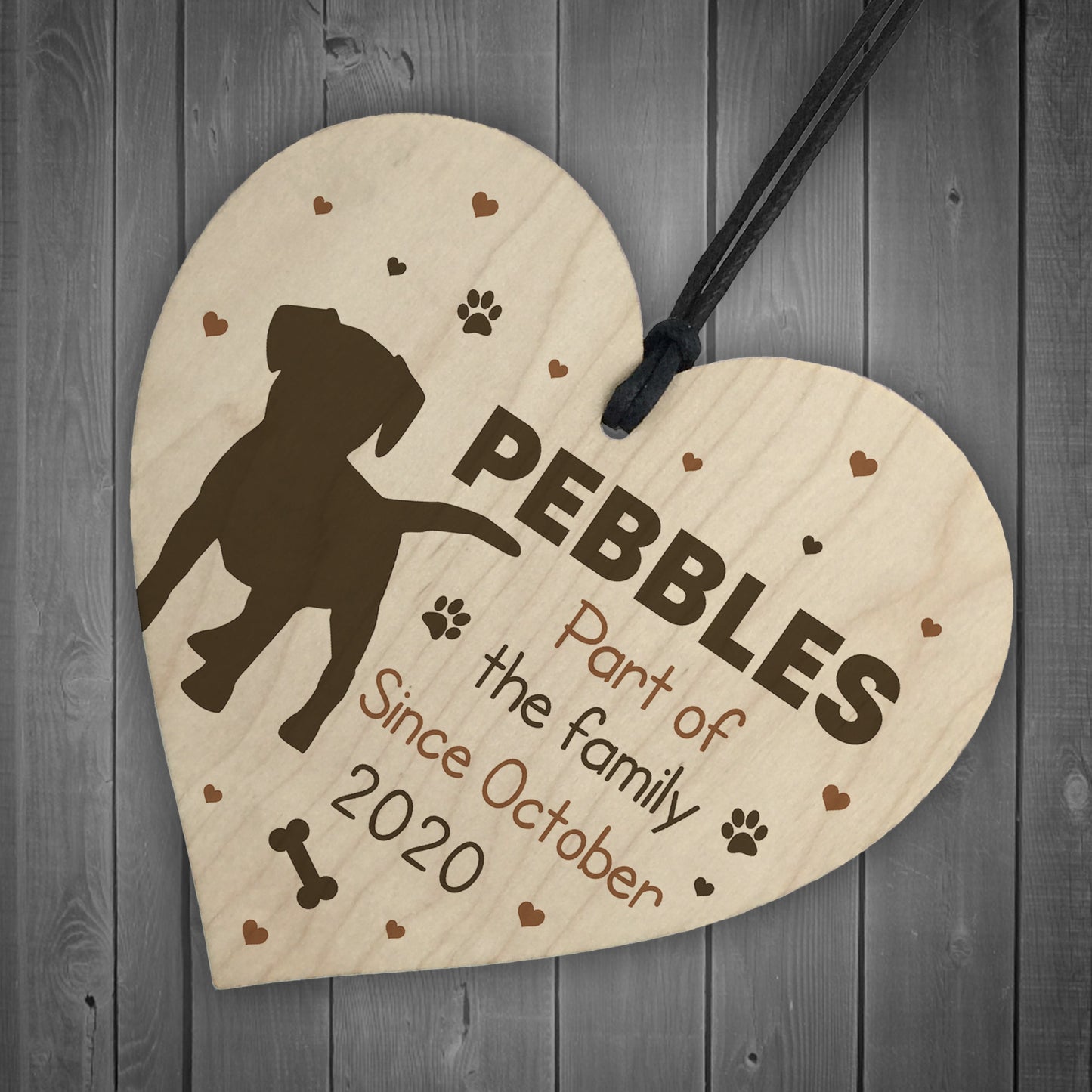 Personalised Dog Sign For Home Wood Heart Dog Sign Family Gift