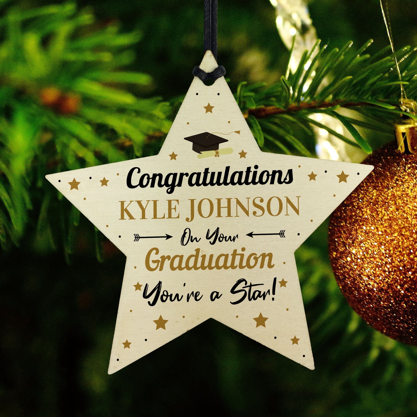 Graduation Gift Personalised Congratulations Wood Star Leaving