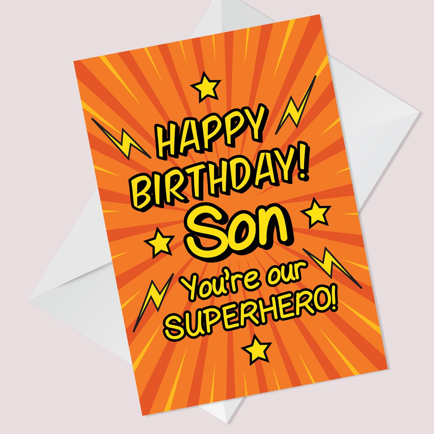 Happy Birthday Card For Son Superhero Theme Novelty Card