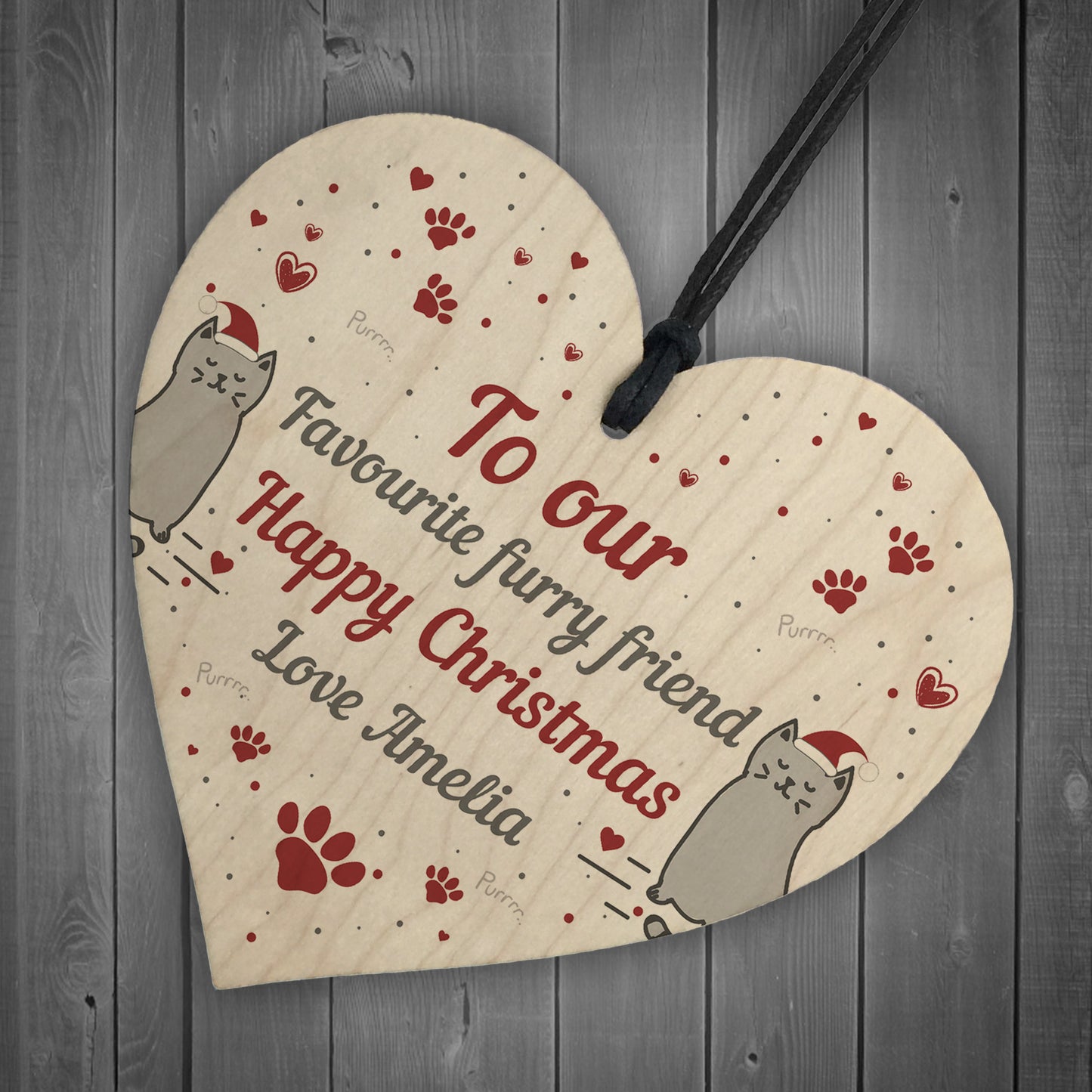 Personalised Cat Kitten First Christmas Heart Bauble Family Pet