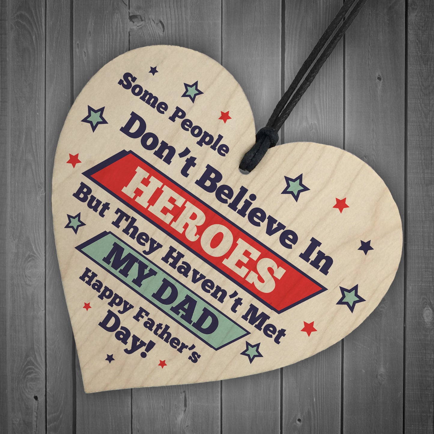 Fathers Day Gifts For Dad Wood Heart Superhero Gift Thank You