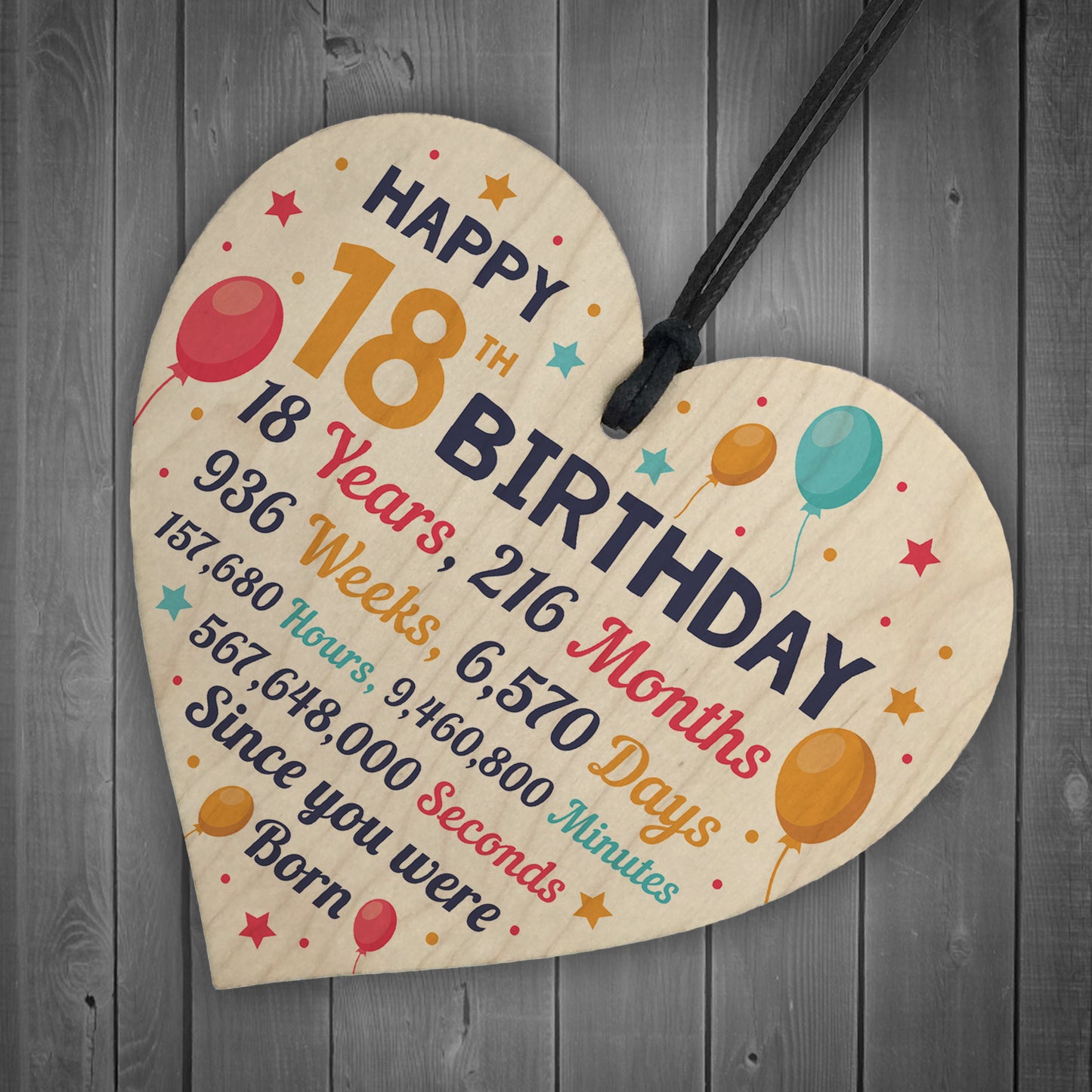 18th Birthday Gift For Daughter Son Wooden Hanging Heart 18