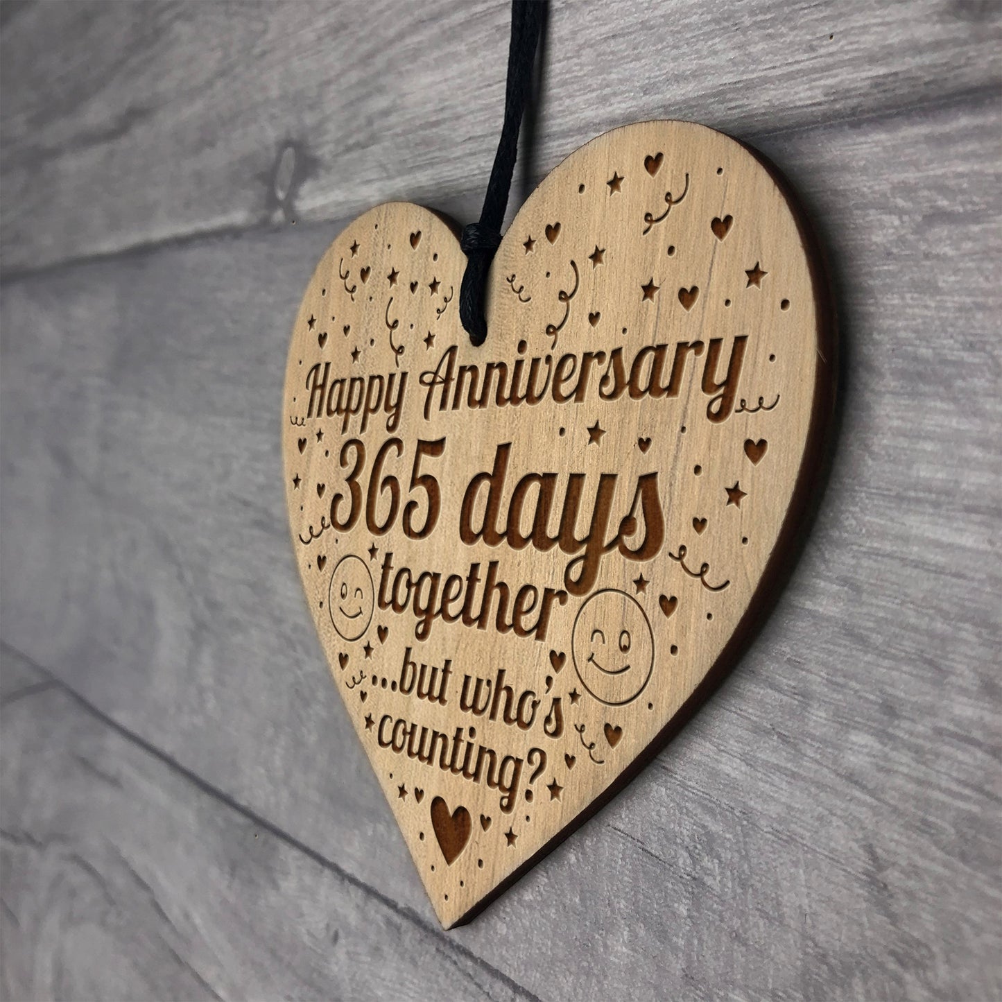 1st Anniversary Present Engraved Heart Boyfriend Girlfriend Gift