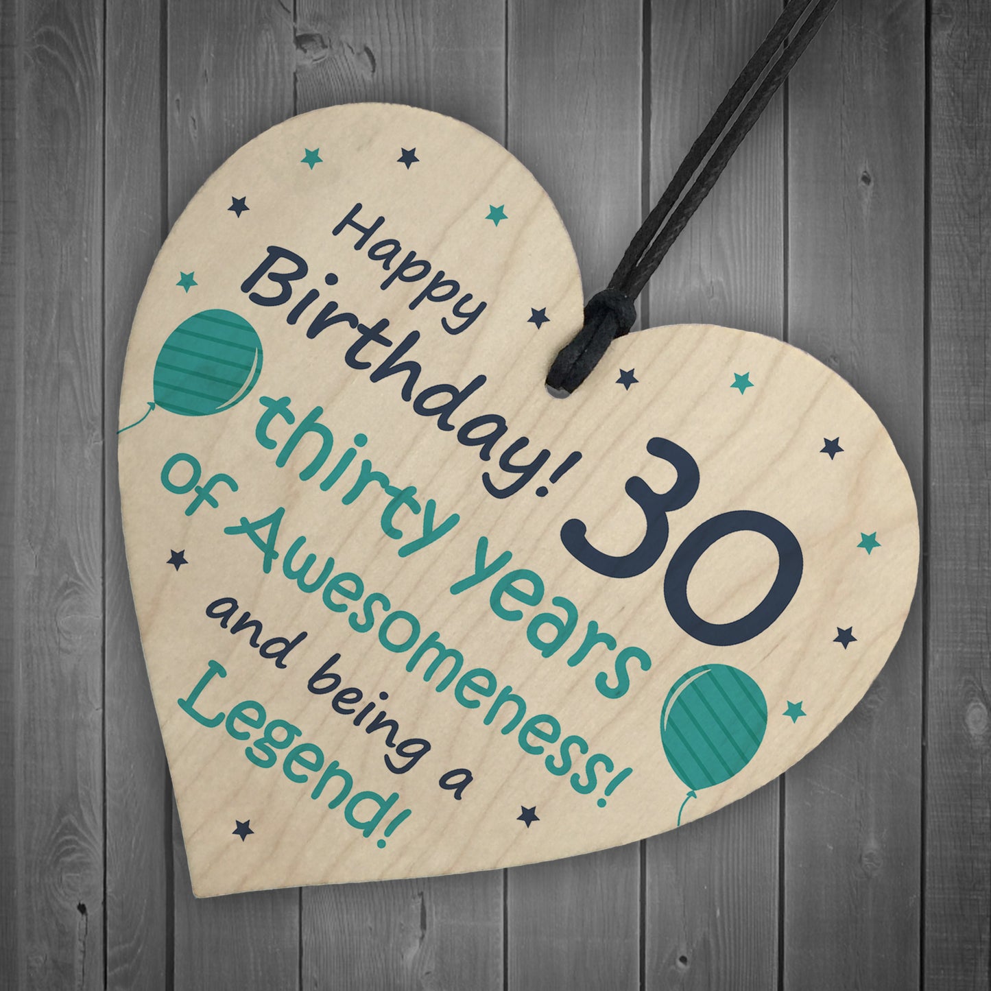 Novelty 30th Birthday Gift Wood Heart Funny Mum Dad Brother