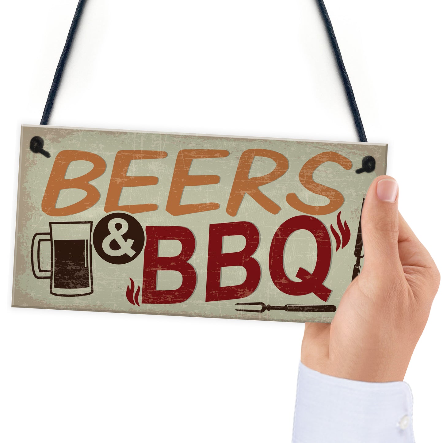 BEERS BBQ Novelty Hanging Garden Sign Barbeque Shed Plaques