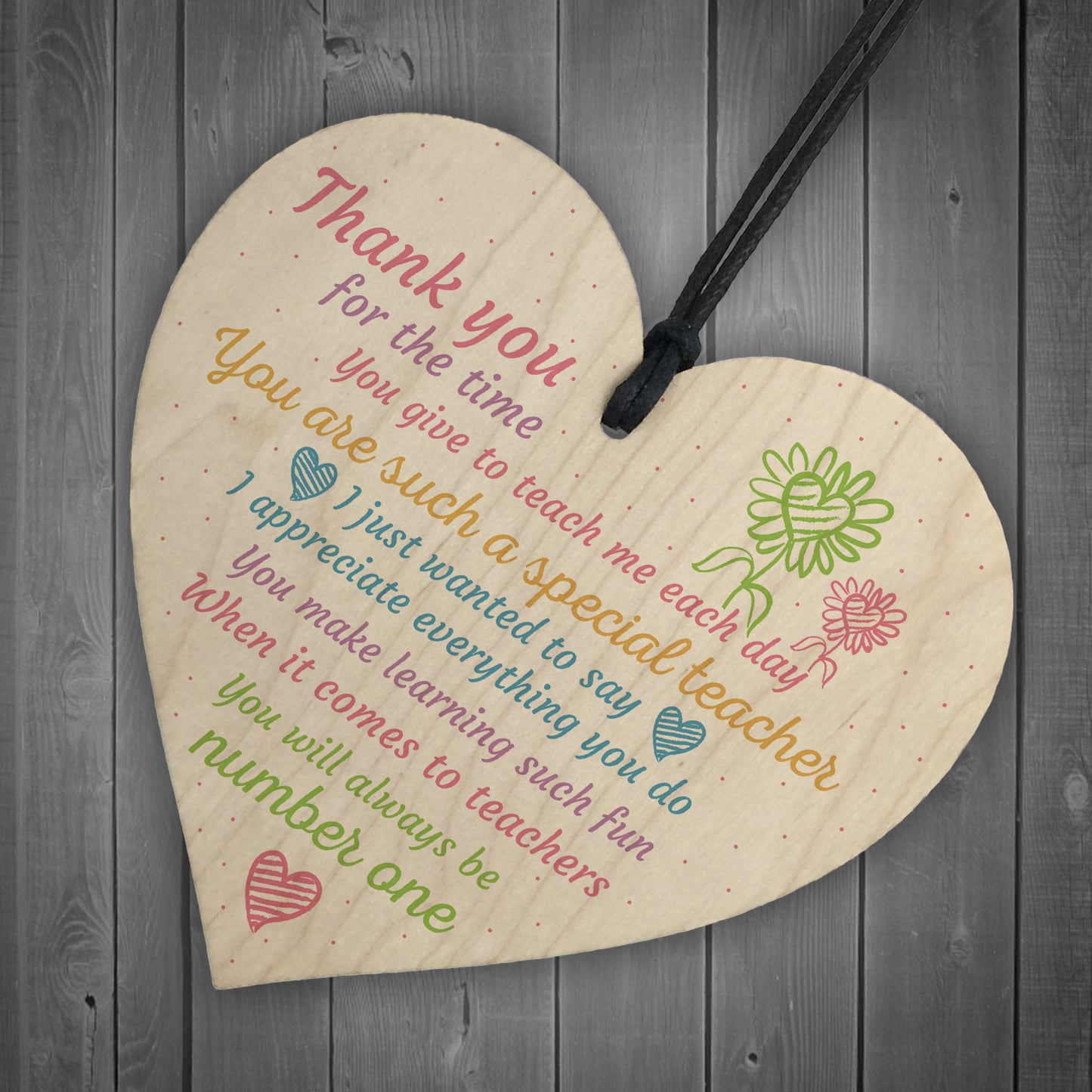 Thank You Teacher Gift Wooden Heart Preeschool End of Term